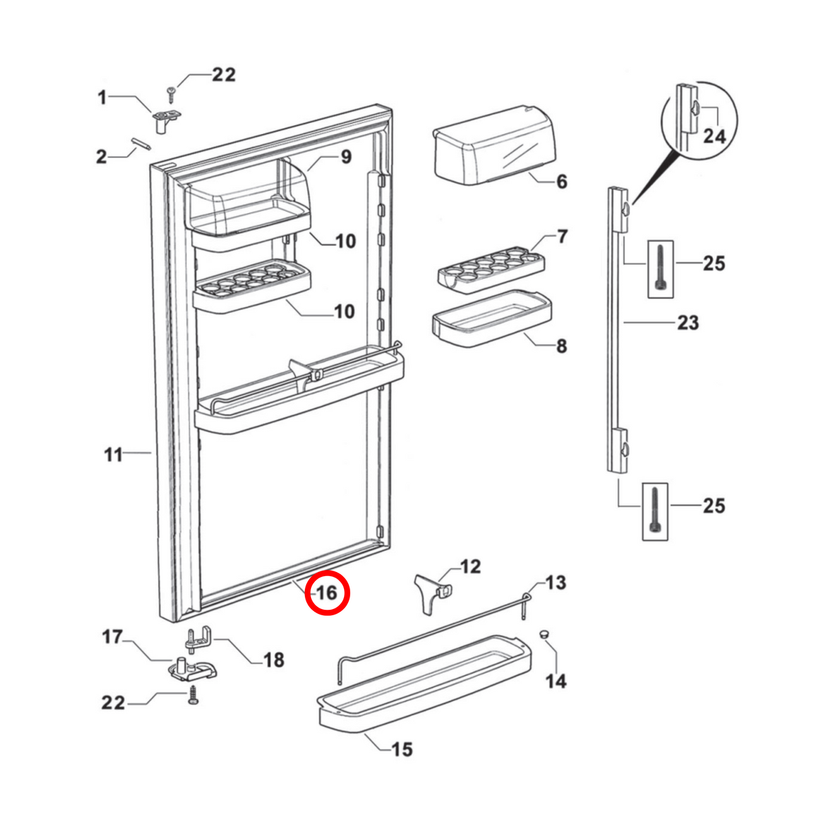 Parts diagram showing 883066P for Fisher & Paykel fridge models