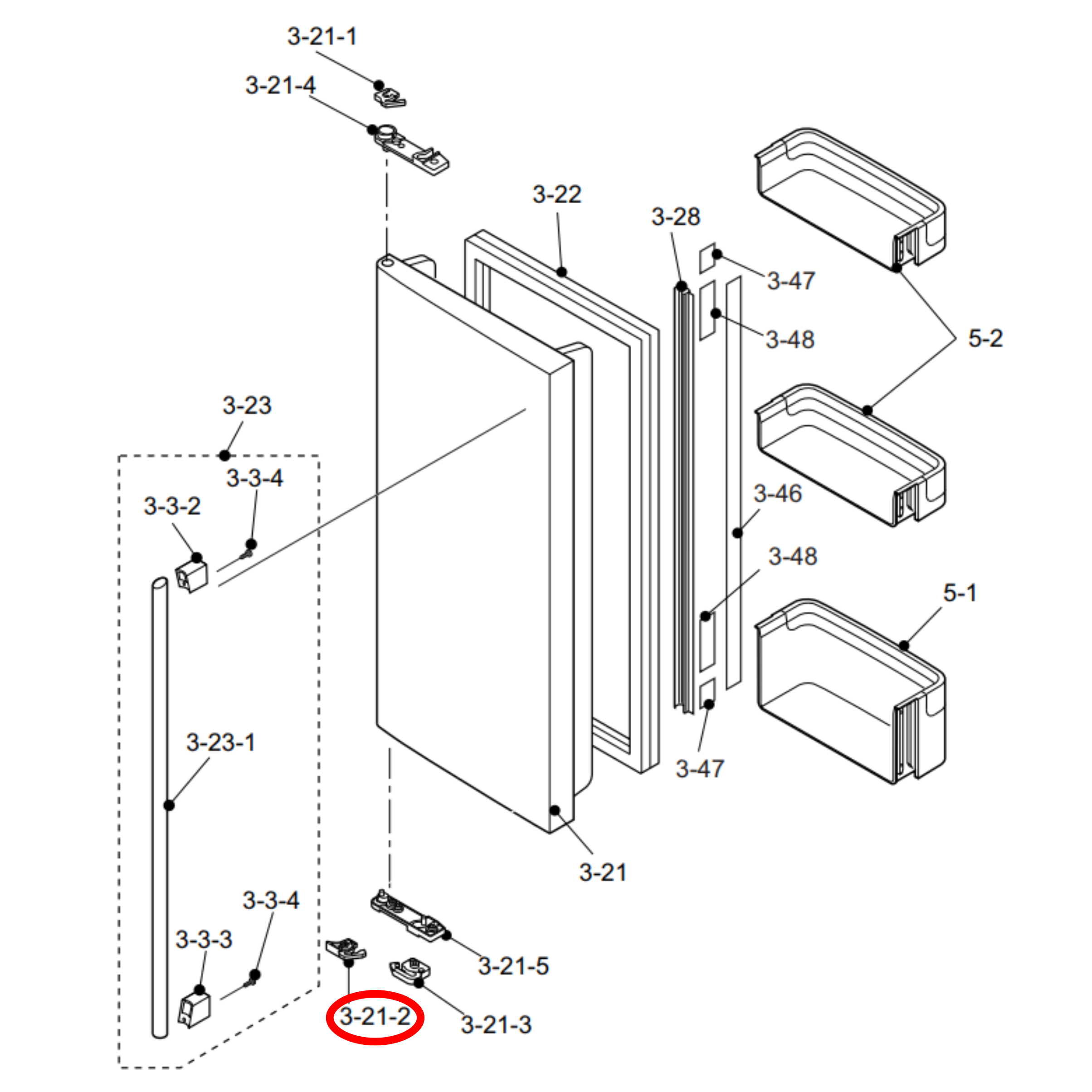 4055627402 Electrolux, Sharp Fridge Door Hinge Stop Bottom Left - LSTPPA191CBFA