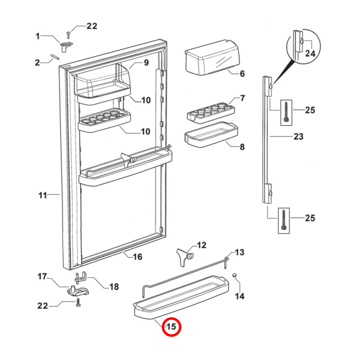 Parts diagram showing 883941 for Fisher & Paykel fridge models
