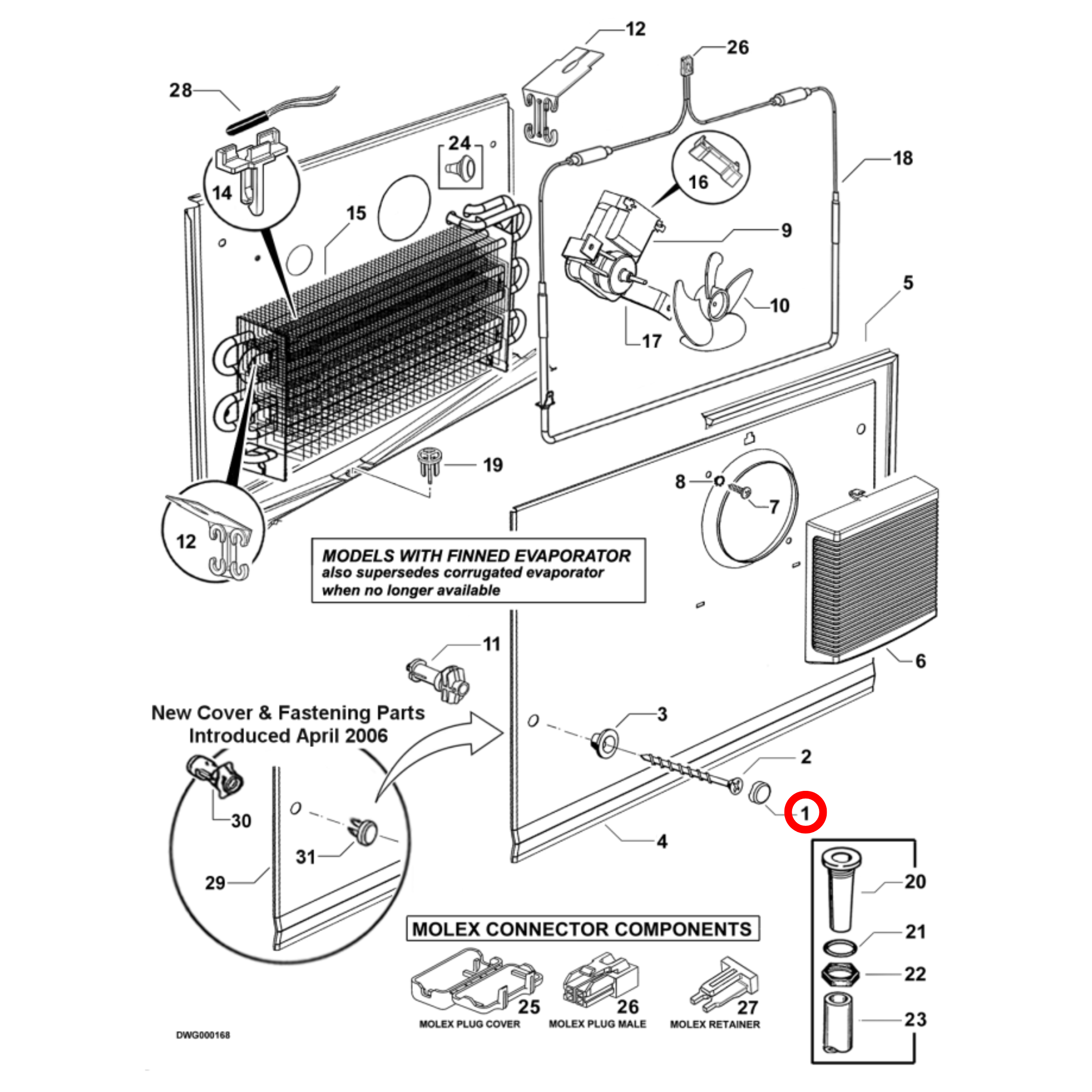 878483 Fisher & Paykel Fridge Evaporator Screw Cover