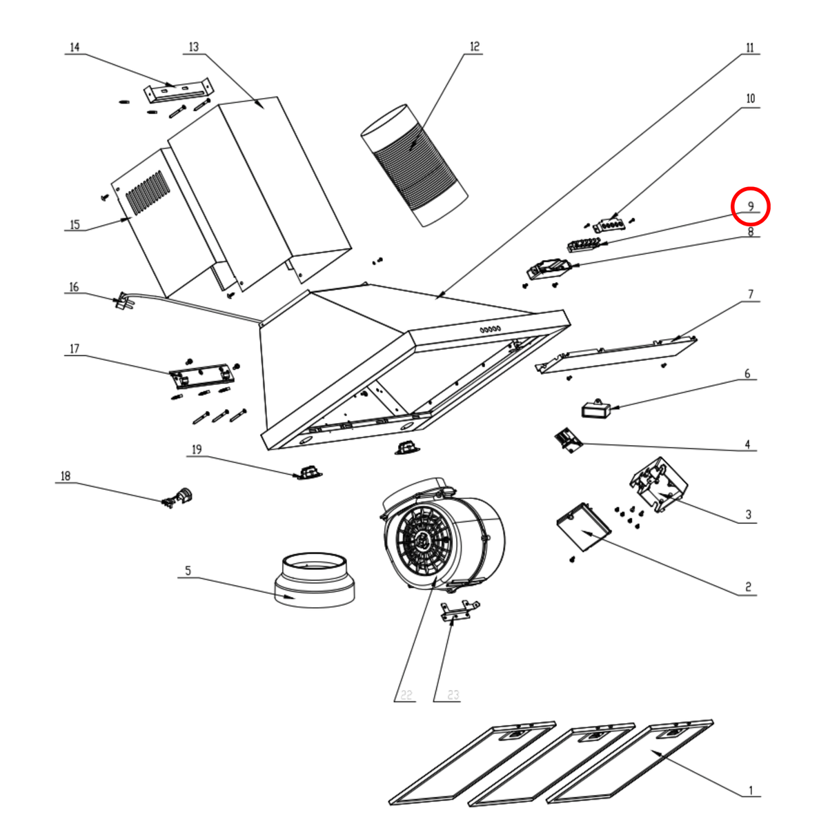 17473000000098 Belling, Technika Rangehood Button Switch - image 2