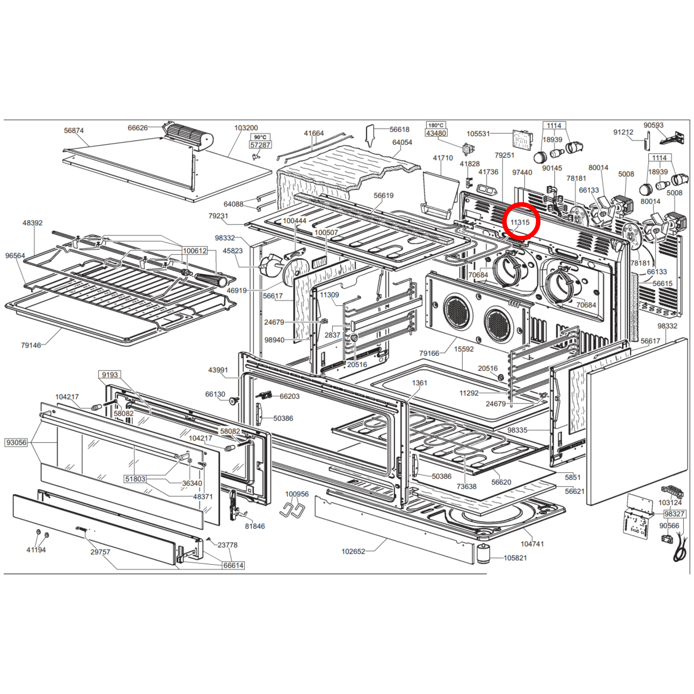 806890840 Smeg Oven Upper Grill Element 1200W-1700W - 806890484