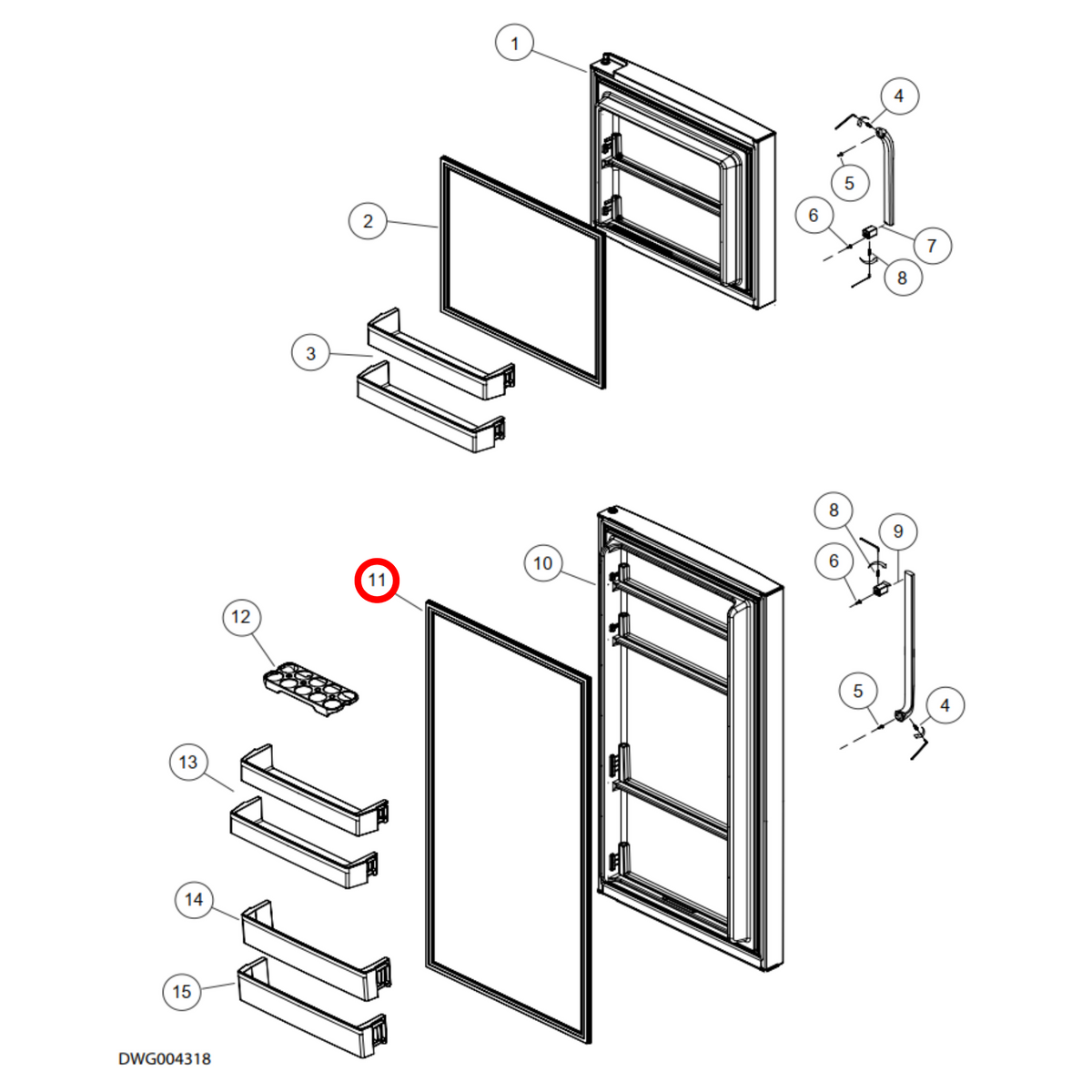 Parts diagram showing H0060845931BN for Fisher & Paykel & Haier fridge models