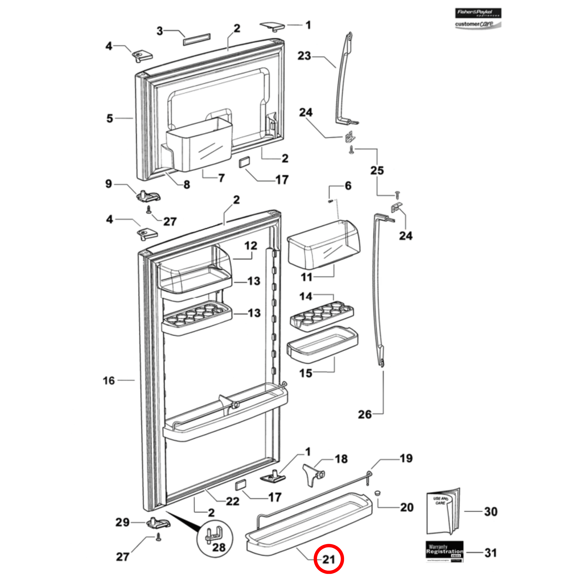 882100 Fisher & Paykel Fridge Door Shelf