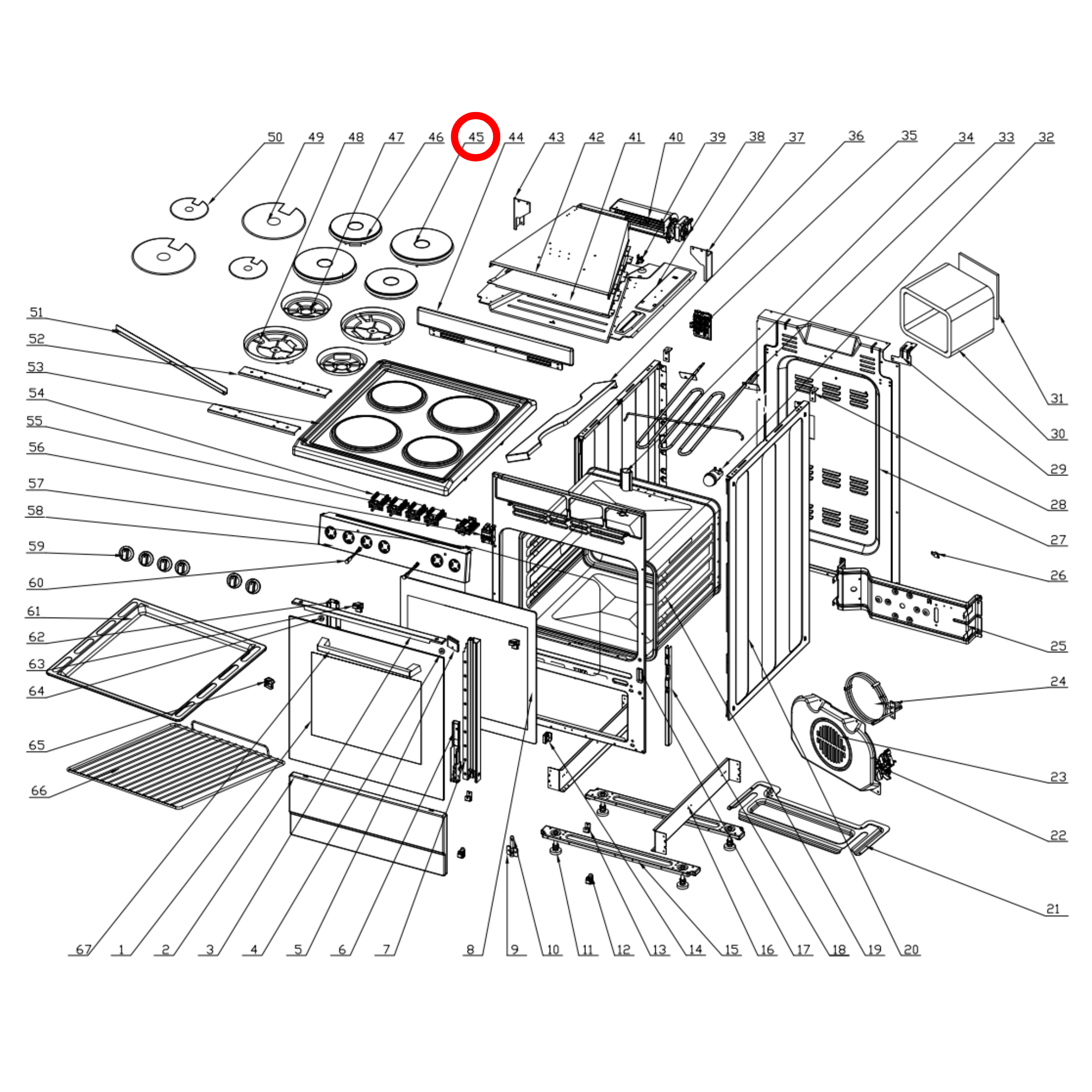30102700011 Euromaid Cooktop Solid Hotplate Element 188MM 1500W - 32004013