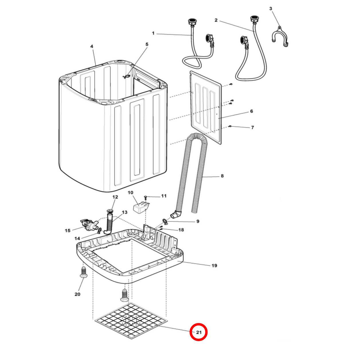140049814019 Electrolux, Simpson Top Load Washing Machine Packing Bottom Insert - image 2