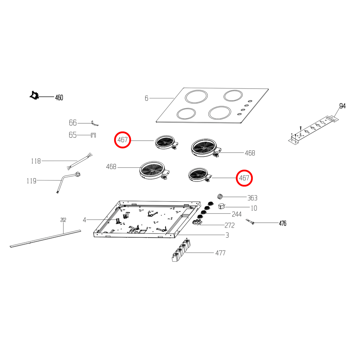 162926001 Beko, Baumatic, Euromaid Cooktop Hot Plate Element 1200W - image 2