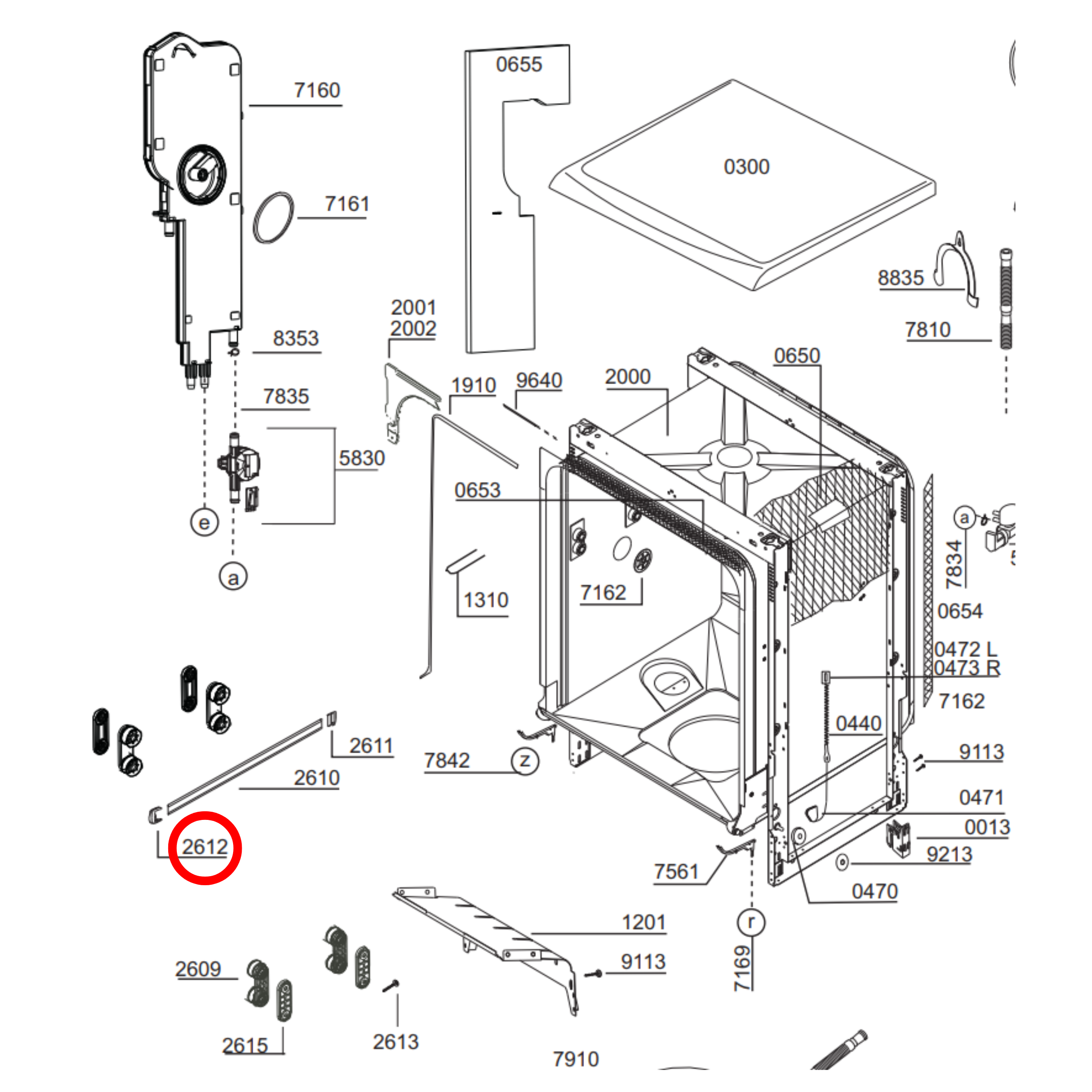 1887460200 Blanco, Euromaid Dishwasher Front Basket Rail End Cap Single