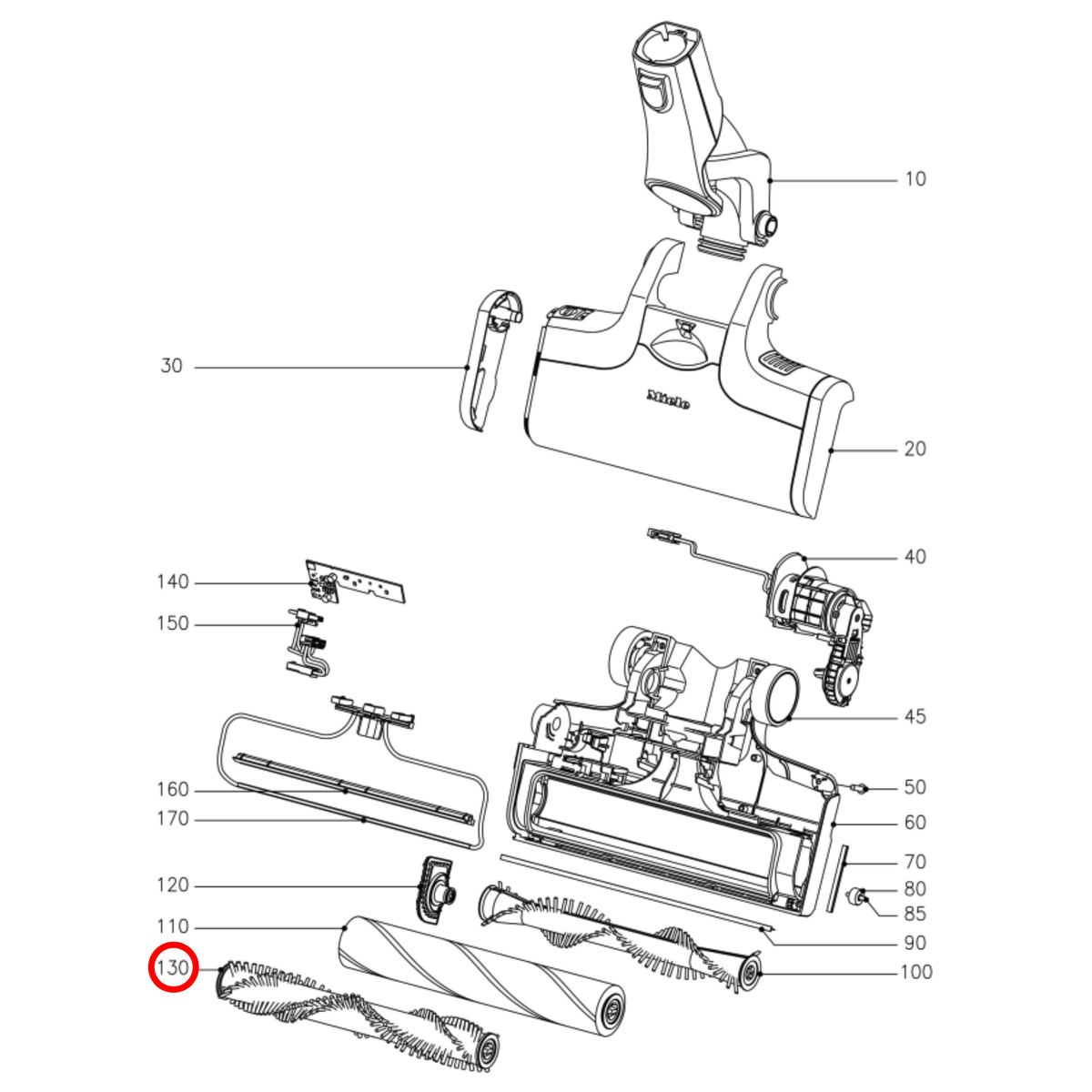 Parts diagram showing 11936221 for Miele vacuum cleaner models