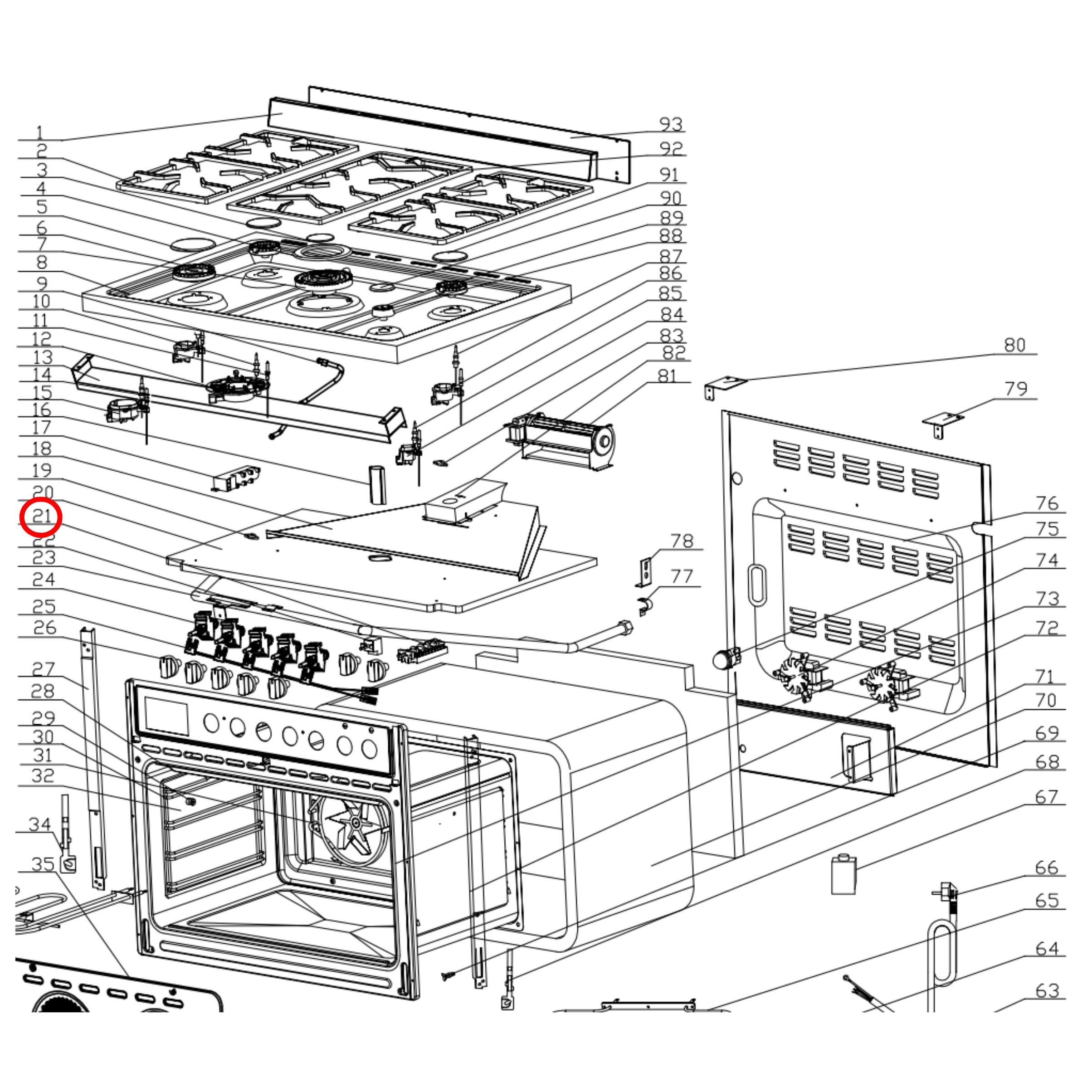 30100500031 Euromaid, Technika Oven Selector Switch 8 Positions - PA210032013
