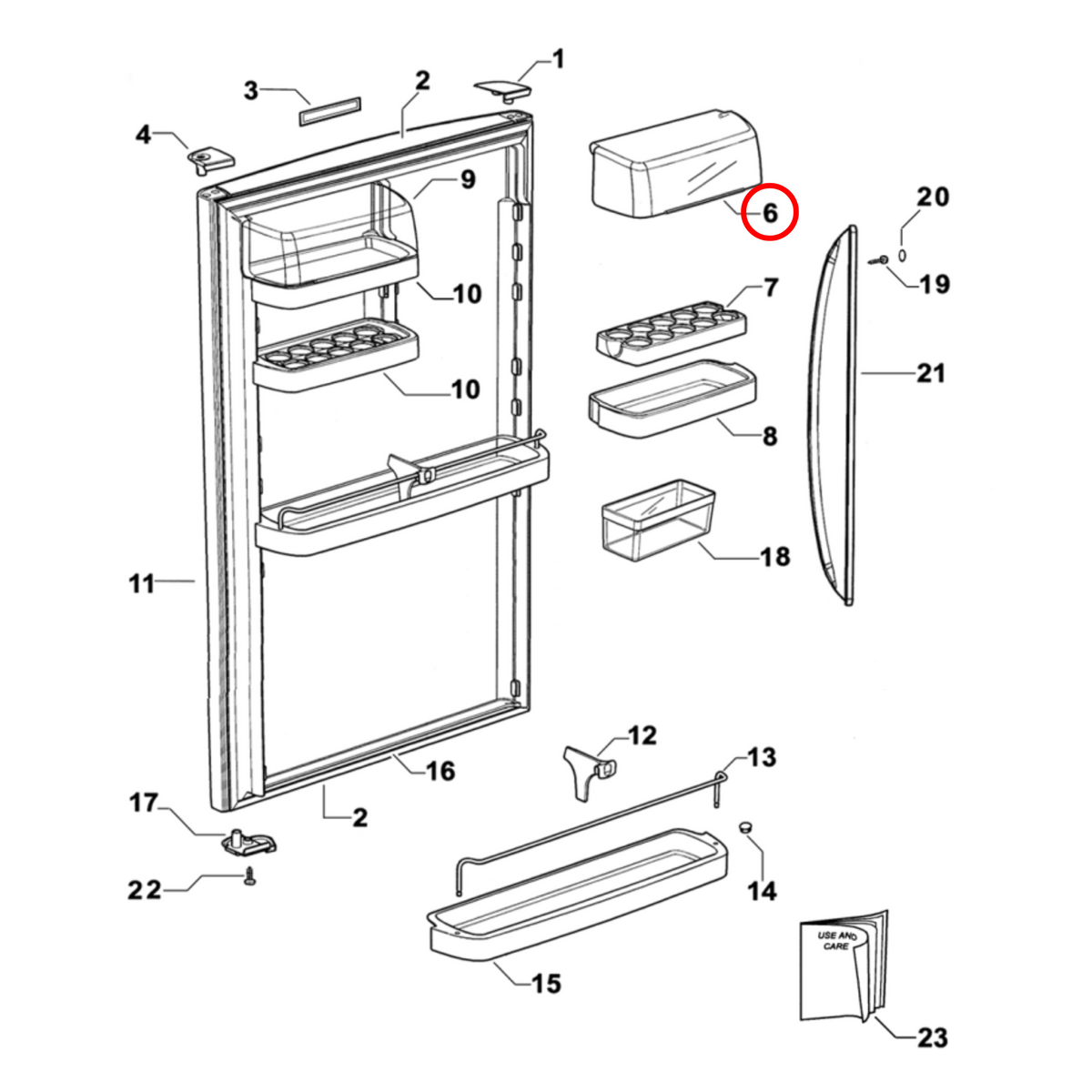 Parts diagram showing 315017 for Fisher & Paykel fridge models