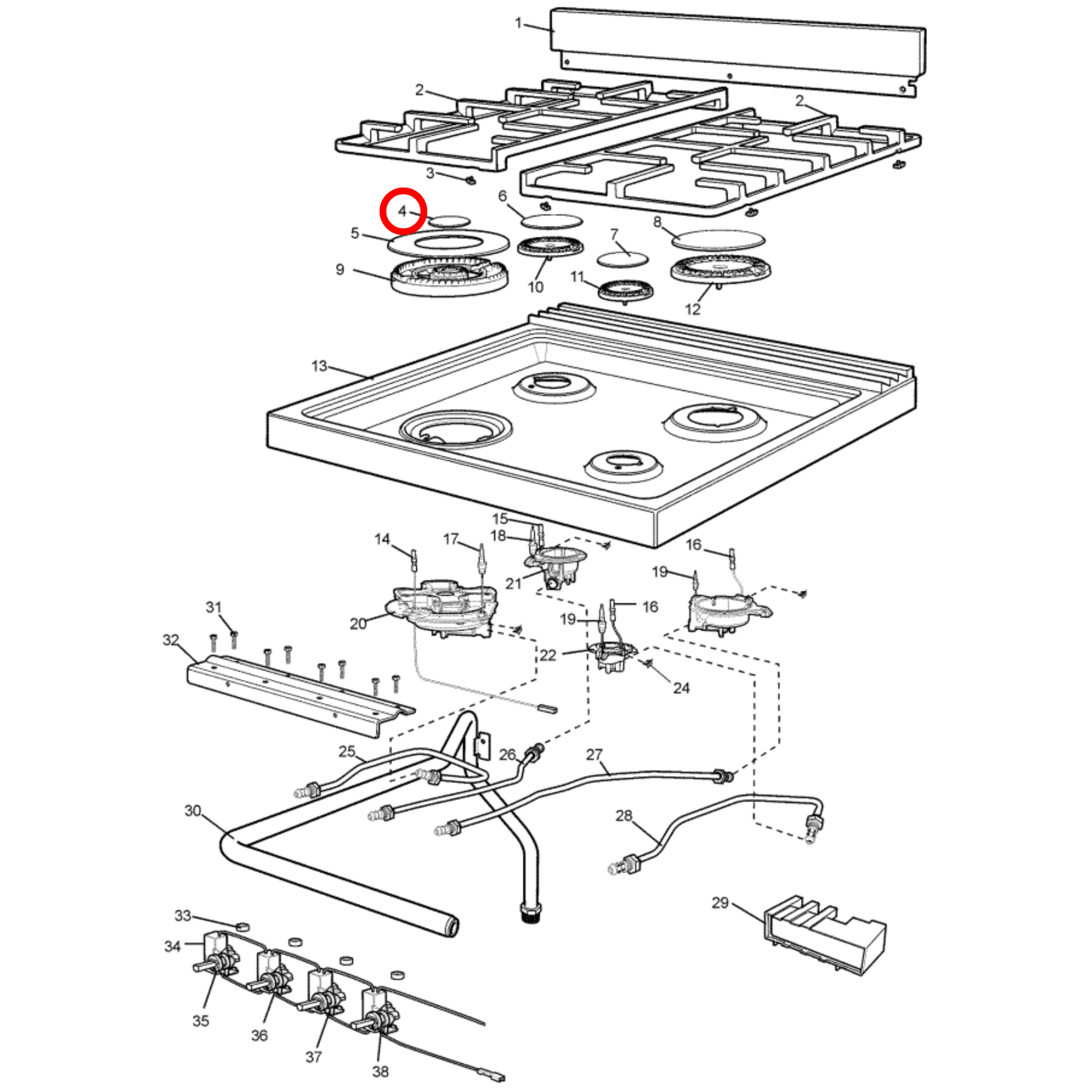 4055538898 Electrolux, Westinghouse Cooktop Burner Cap Small 46Mm – 305431600, 389051305