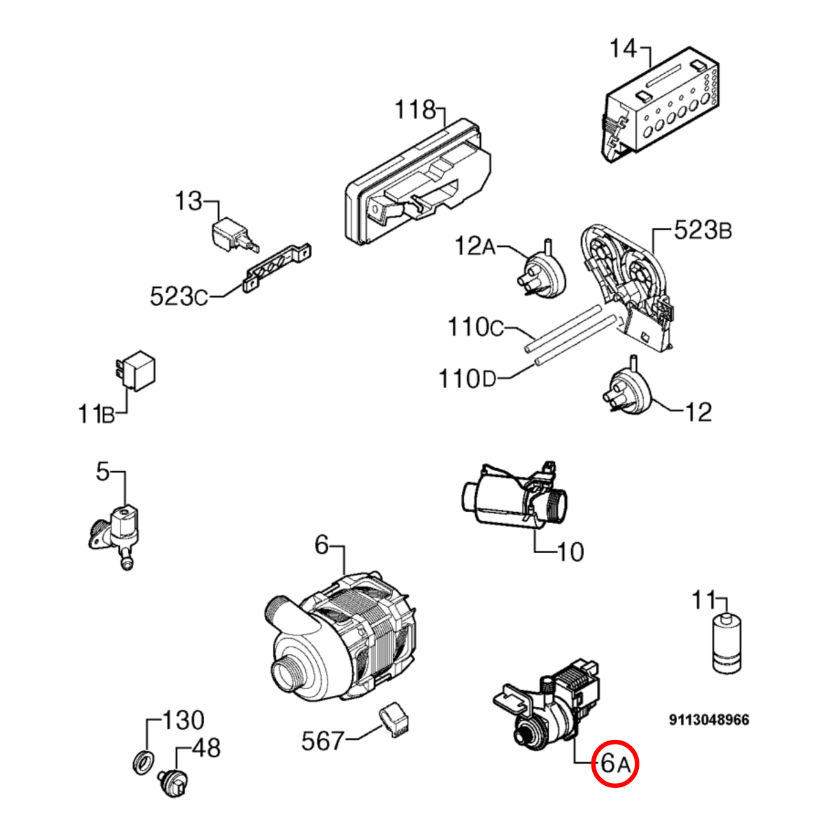 140000738017 AEG, Dishlex, Electrolux Dishwasher Drain Pump - 1113101008, 50293177007