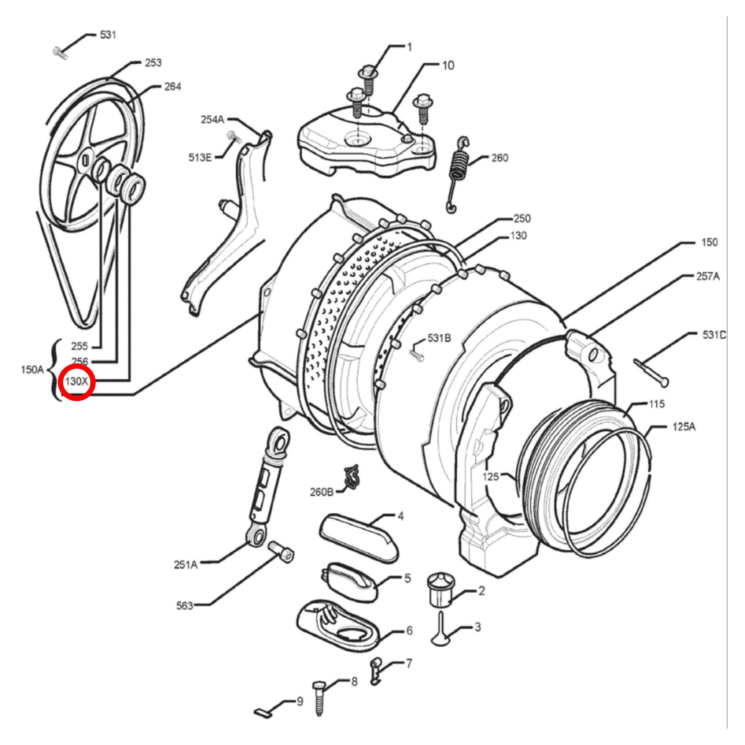 8581240566027 Electrolux, Simpson Front Load Washing Machine O-Ring Seal - 4055691127, 124056600