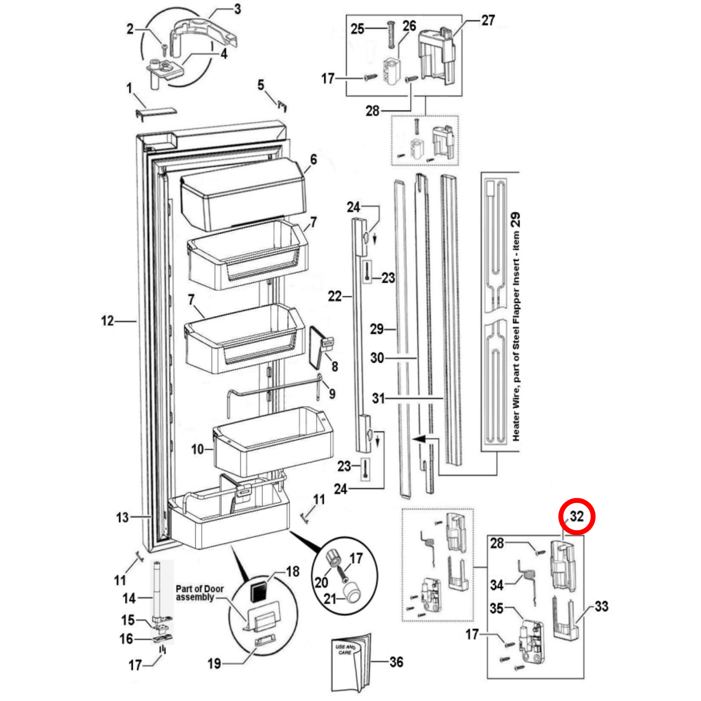 837038 Fisher & Paykel Fridge End Cap Flapper Bottom