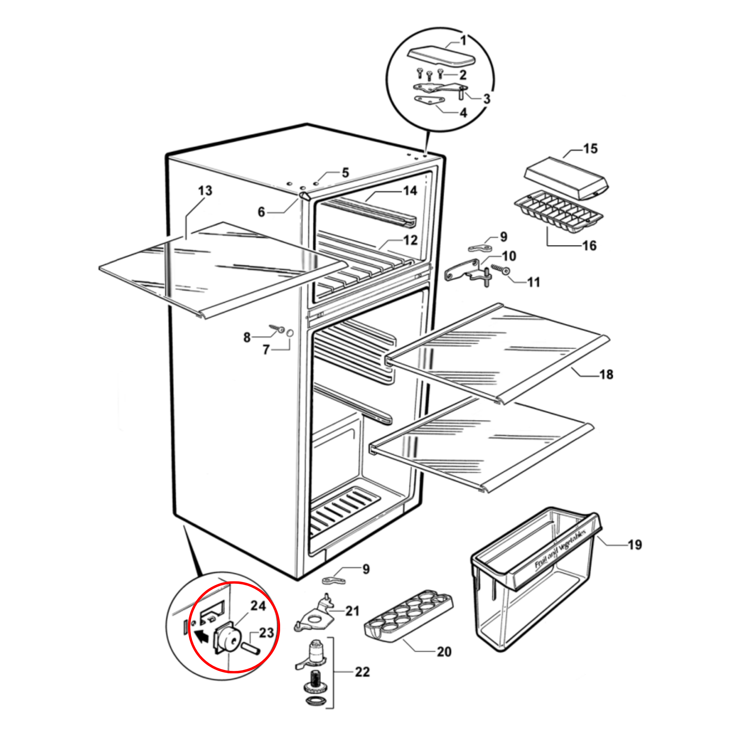 402015A Fisher & Paykel Fridge Foot Skid & Pin