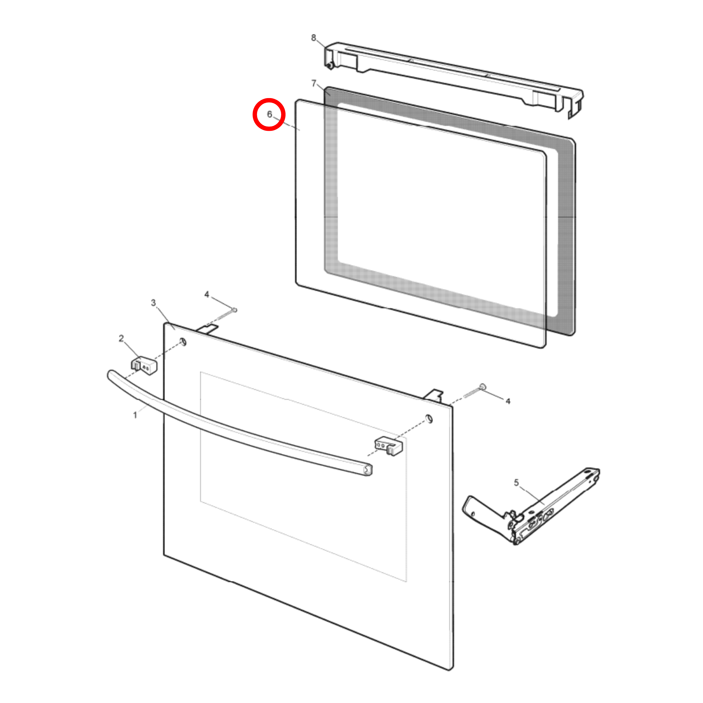 4055577151 AEG, Electrolux, Westinghouse Oven Inner Door Glass Middle - 4055549150