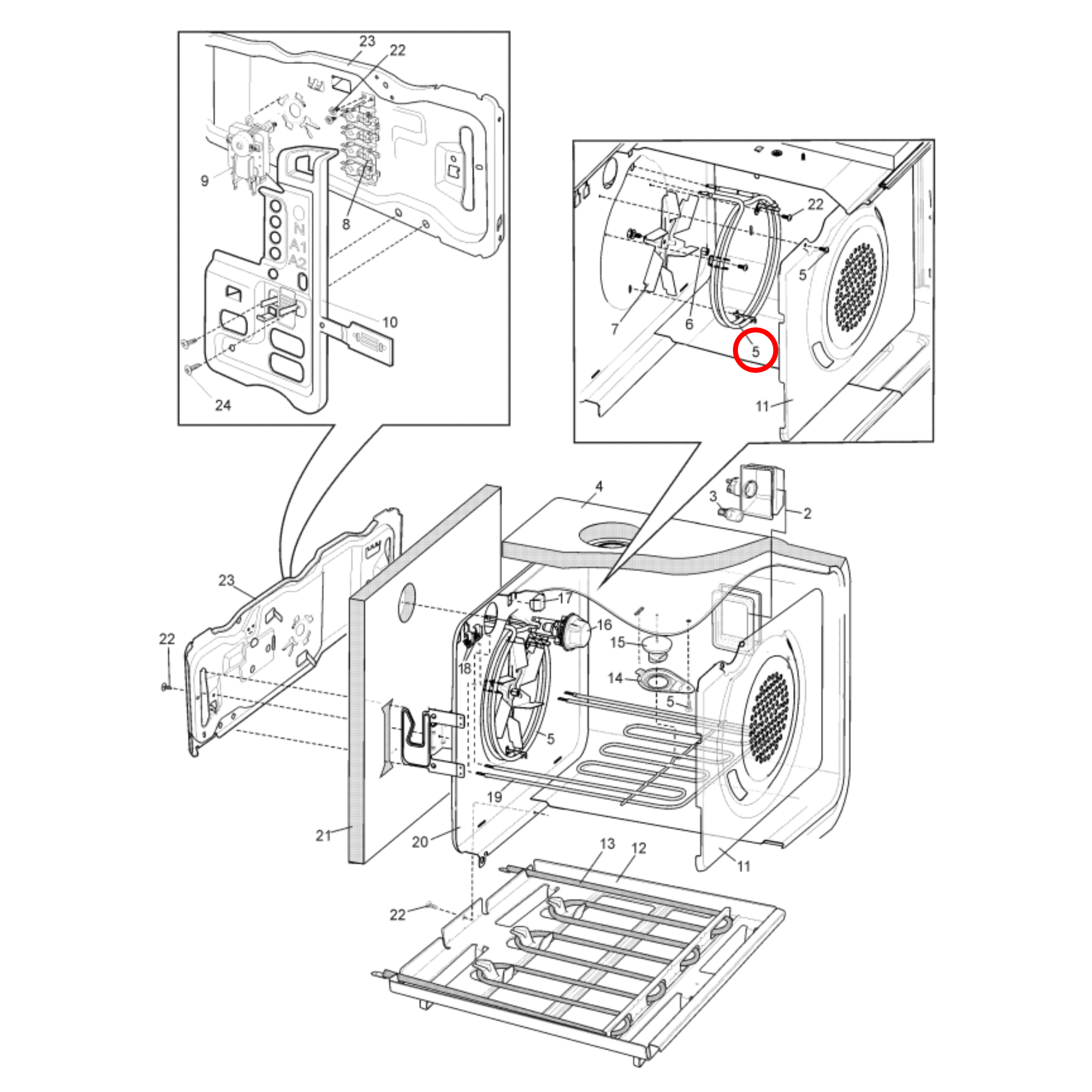 4055613238 Chef, Westinghouse, Electrolux Oven Fan Forced Element 2200W - 0122004574