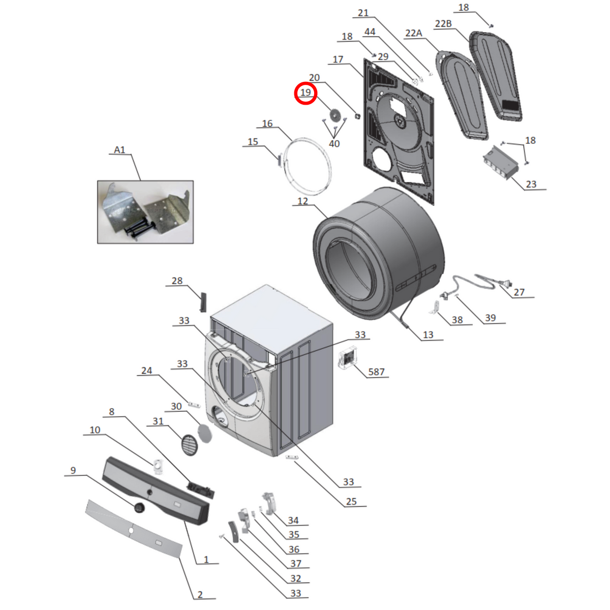 Genuine Electrolux Dryer Bearing Cover 4055690715 - view 4