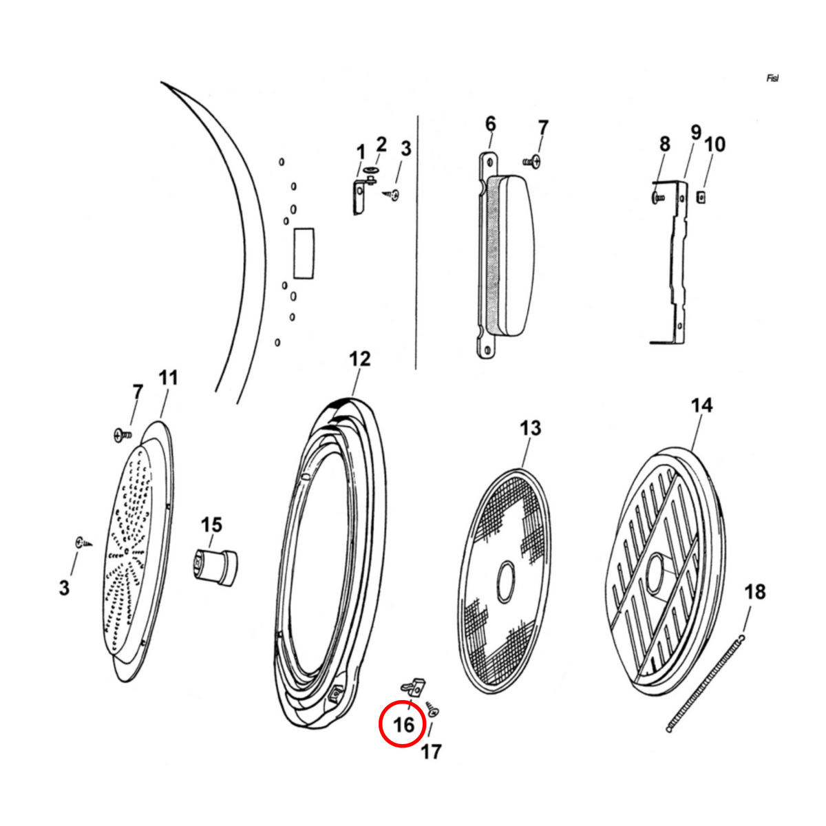 Parts diagram showing 410089P for Fisher & Paykel dryer models