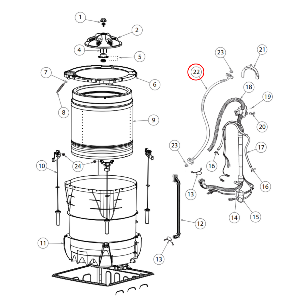 Parts diagram showing 420375P for Fisher & Paykel washing machine models