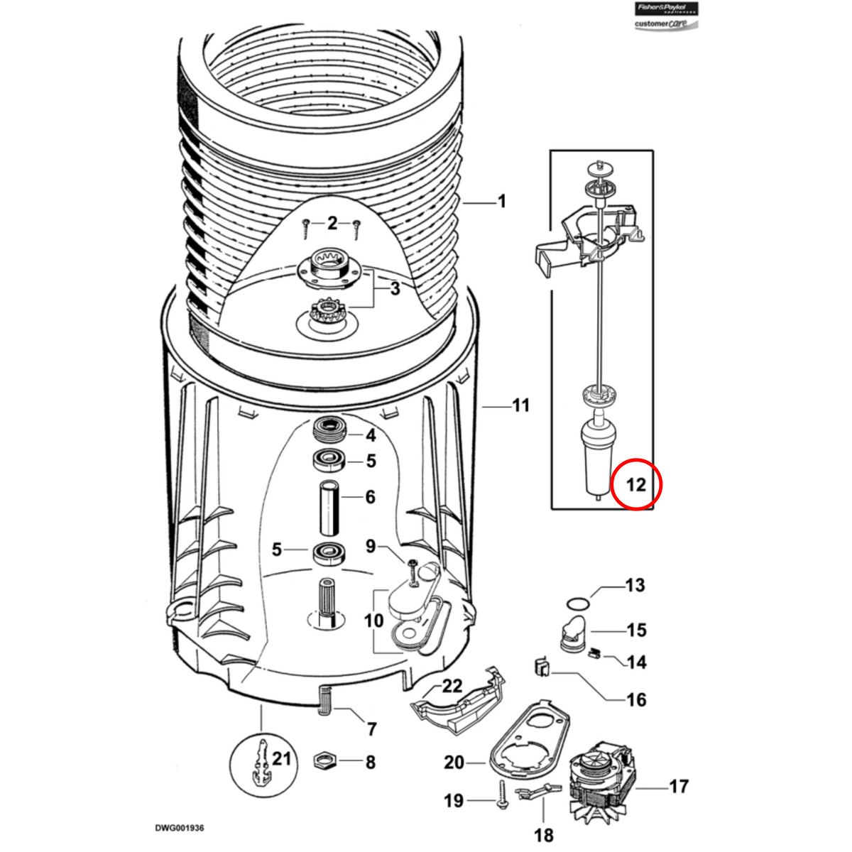 420952P Fisher & Paykel Smart Drive Top Load Washing Machine Suspension Kit - image 2