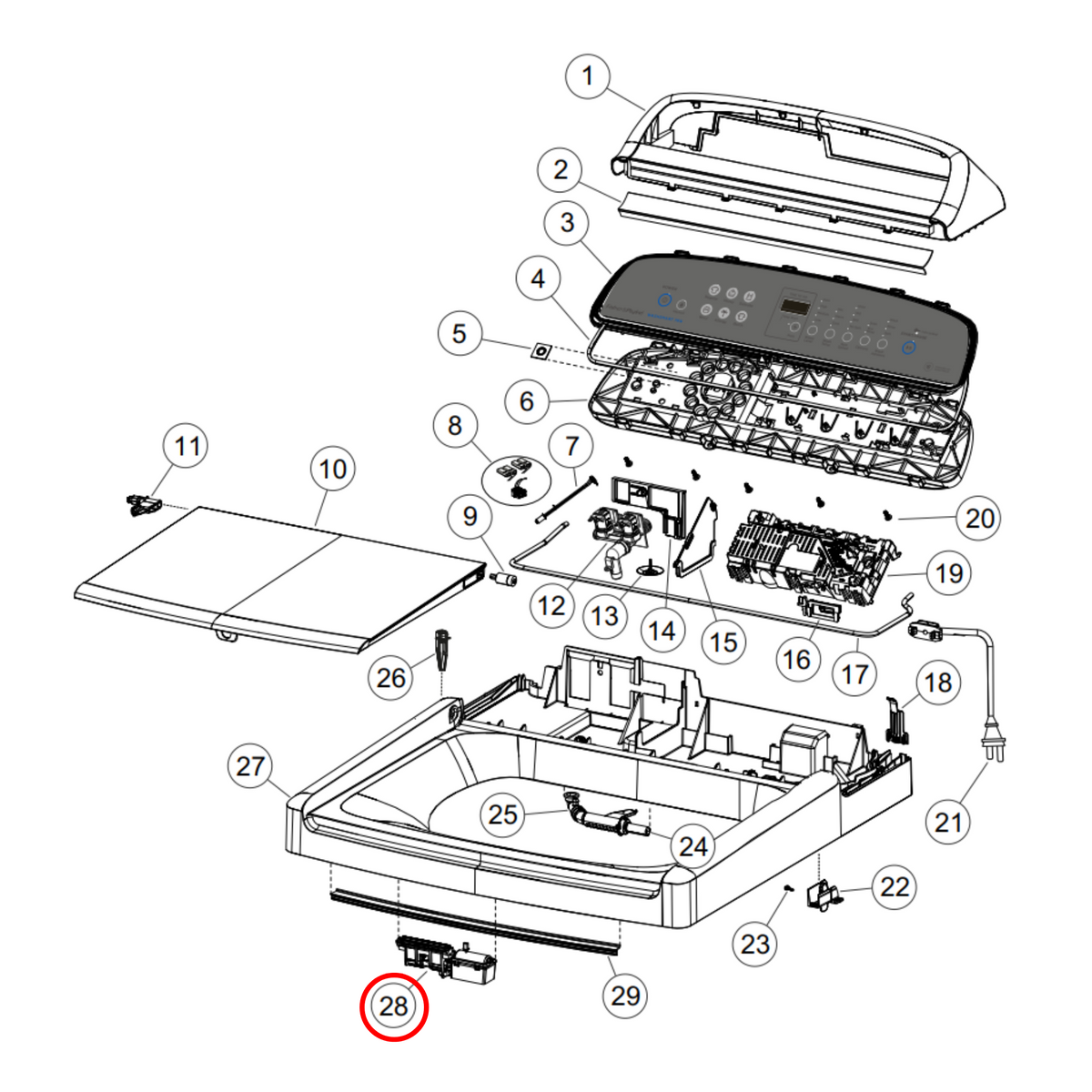 424314P Fisher & Paykel Top Load Washing Machine Lid Lock & Harness - image 3