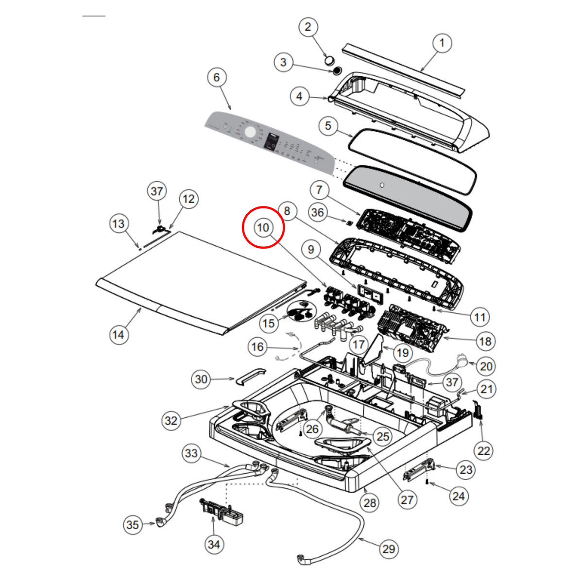 Parts diagram showing 424887P for Fisher & Paykel washing machine models