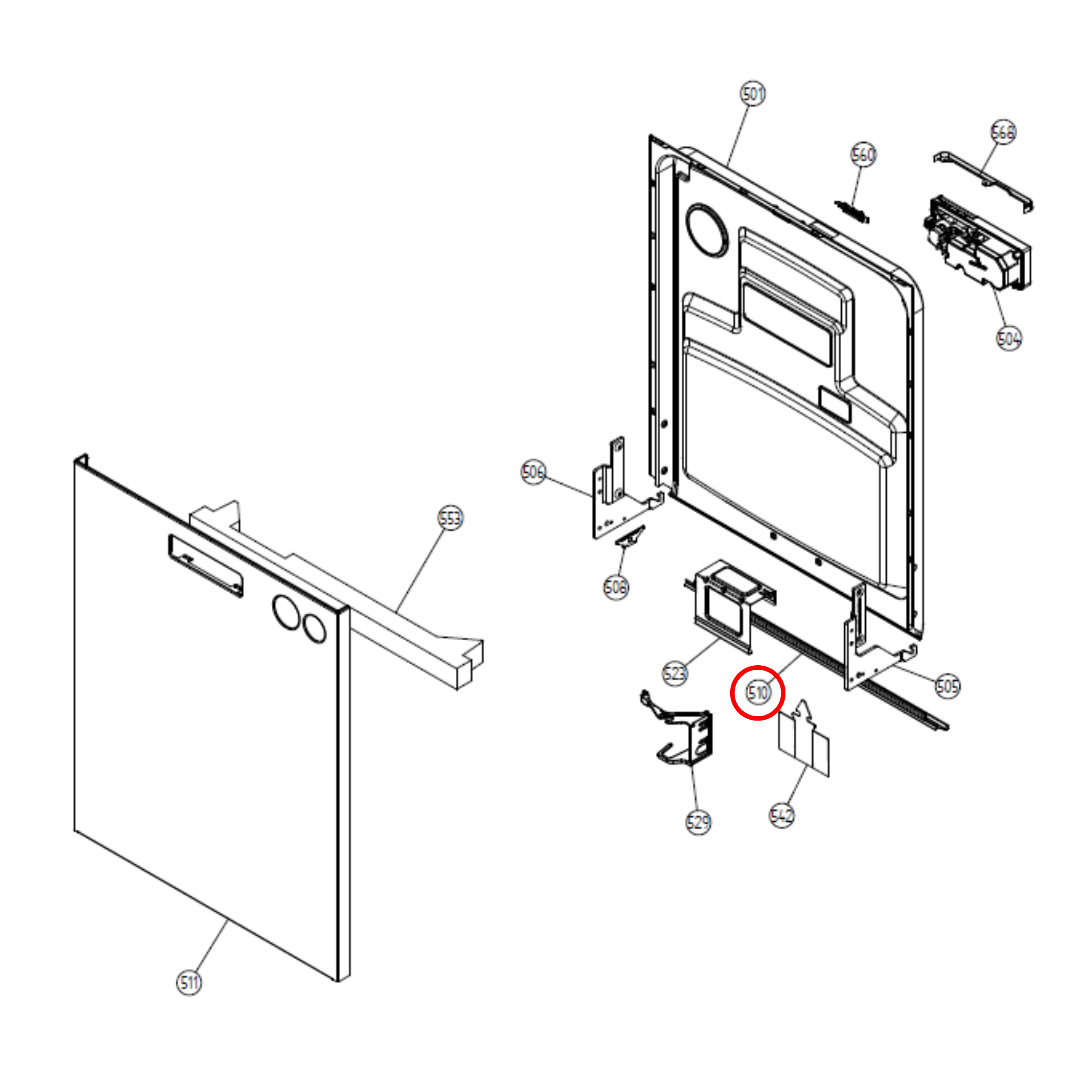 426743 Asko Dishwasher Door Seal Lower - 200576, 452467