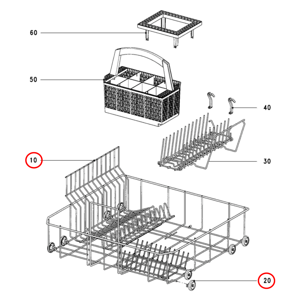 Genuine Miele Dishwasher Lower Rack 6024060 - view 4