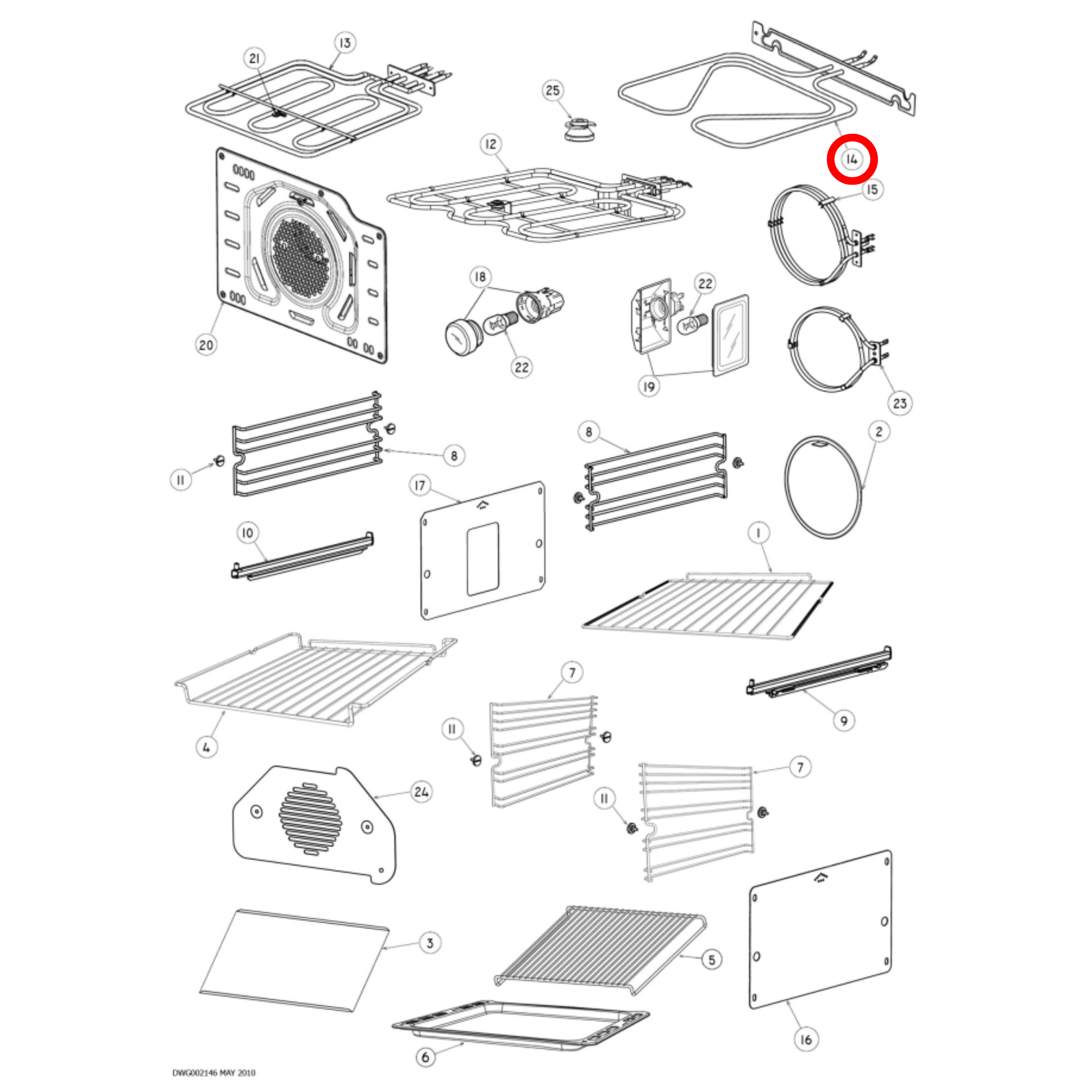 574158 Fisher & Paykel Oven Bottom Grill Heating Element - 062090004
