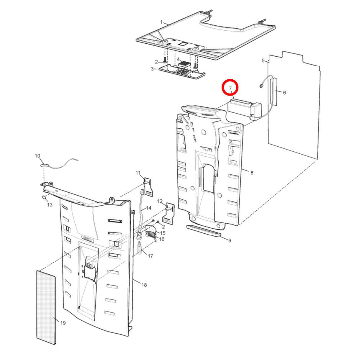 Parts diagram showing 50295700004 for Electrolux & Westinghouse fridge models