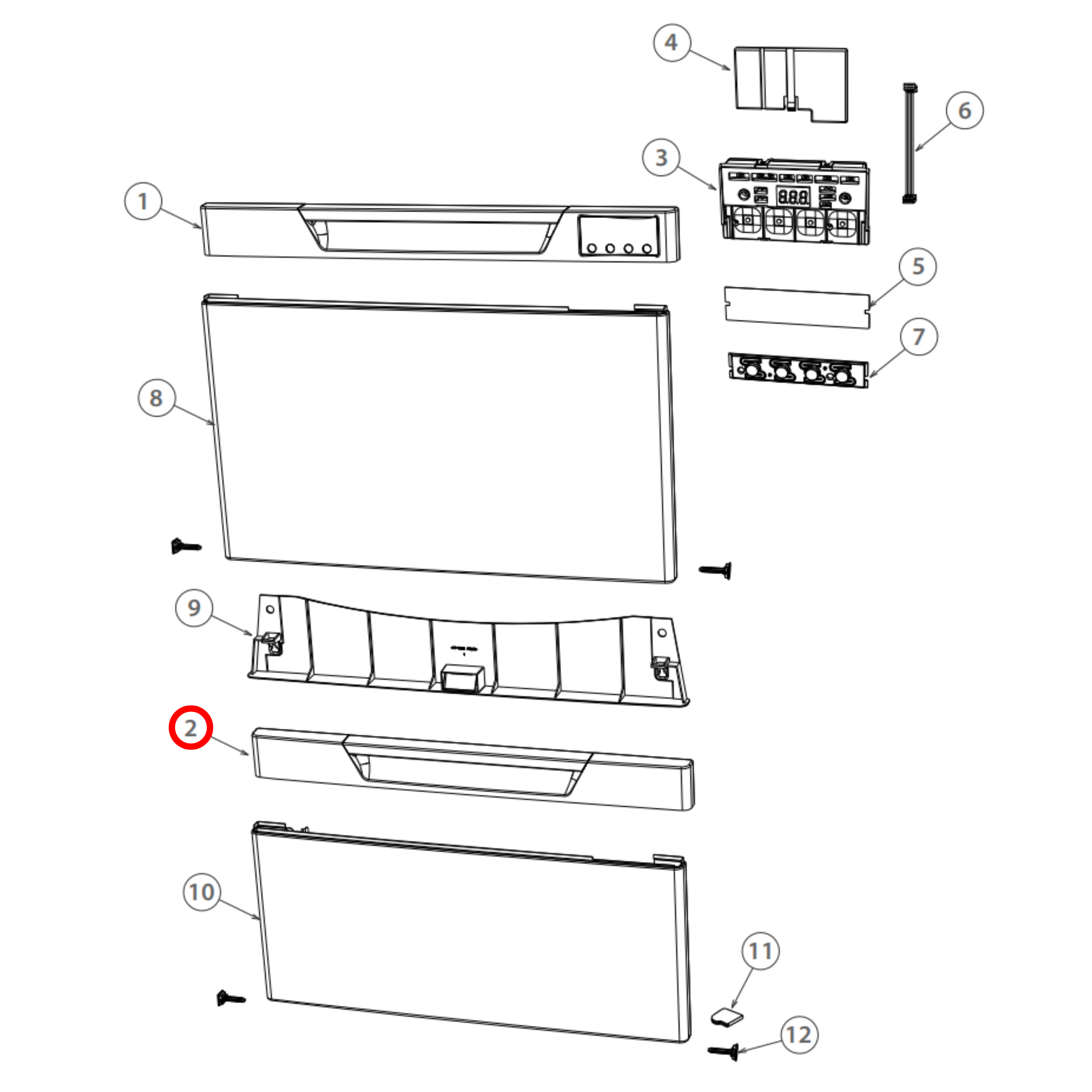 512478P Fisher & Paykel Dishwasher Bottom Door Handle Kit Silver - 524960P