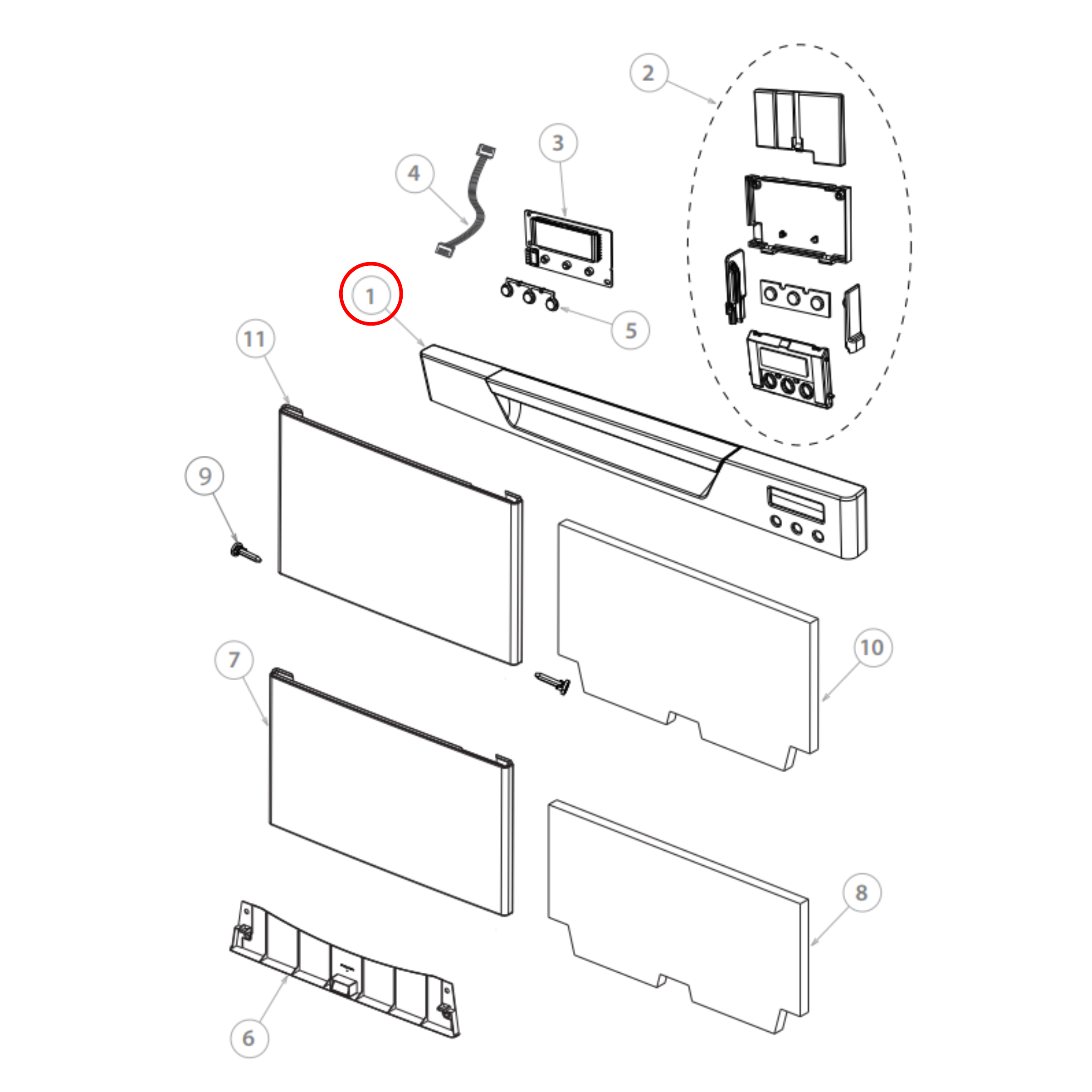 512487P Fisher & Paykel Dishwasher Door Handle Single - 510695