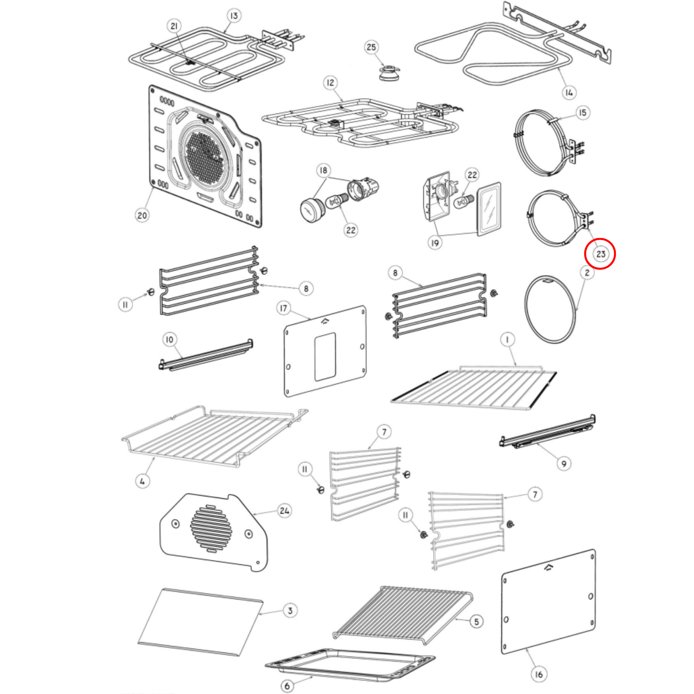 574895 Fisher & Paykel Oven Upper Fan Forced Element 1600W