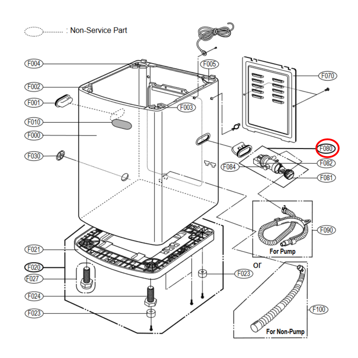 Parts diagram showing 5859EA1006S for LG washing machine models