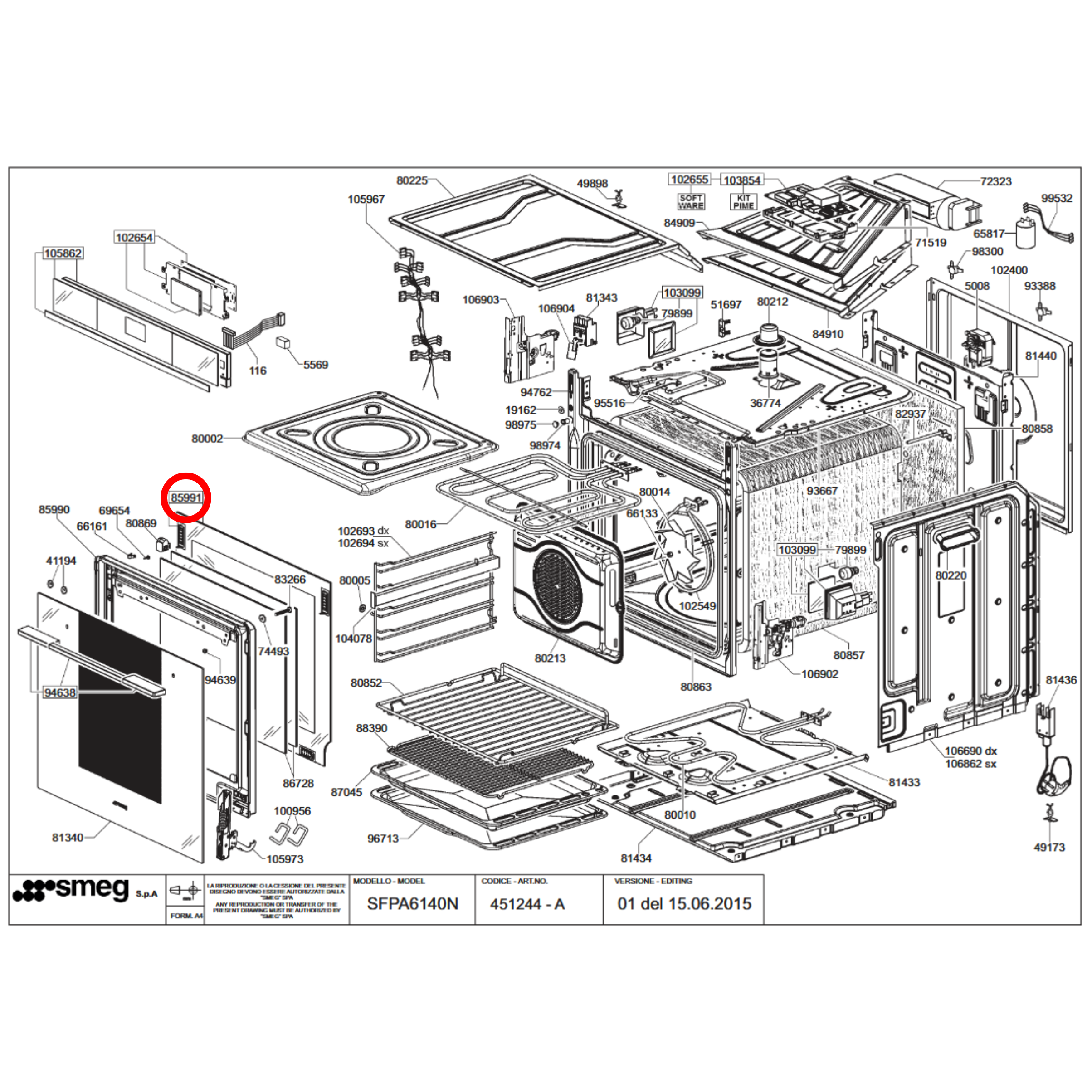 692532593 Smeg Oven Door Inner Glass