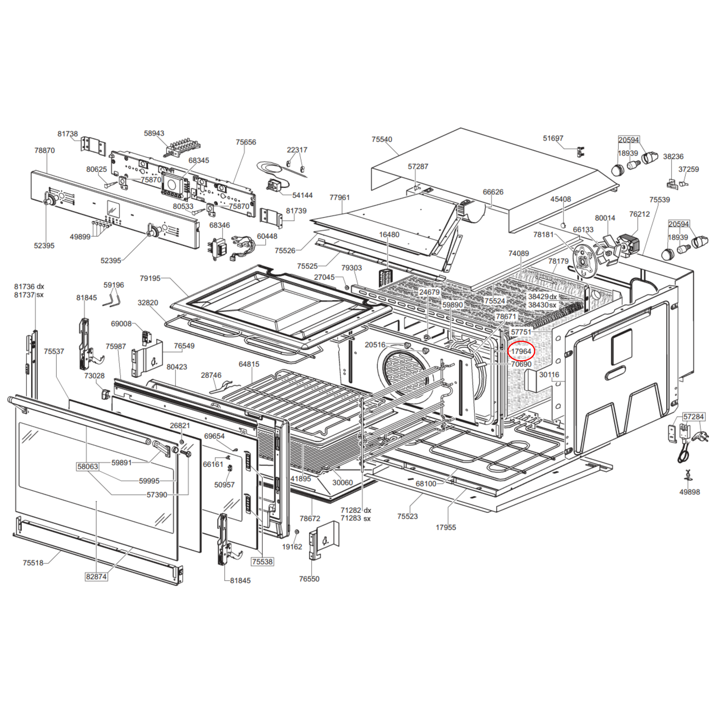 754131959 Smeg, Whirlpool Oven Door Seal - 754130475, 481246818111