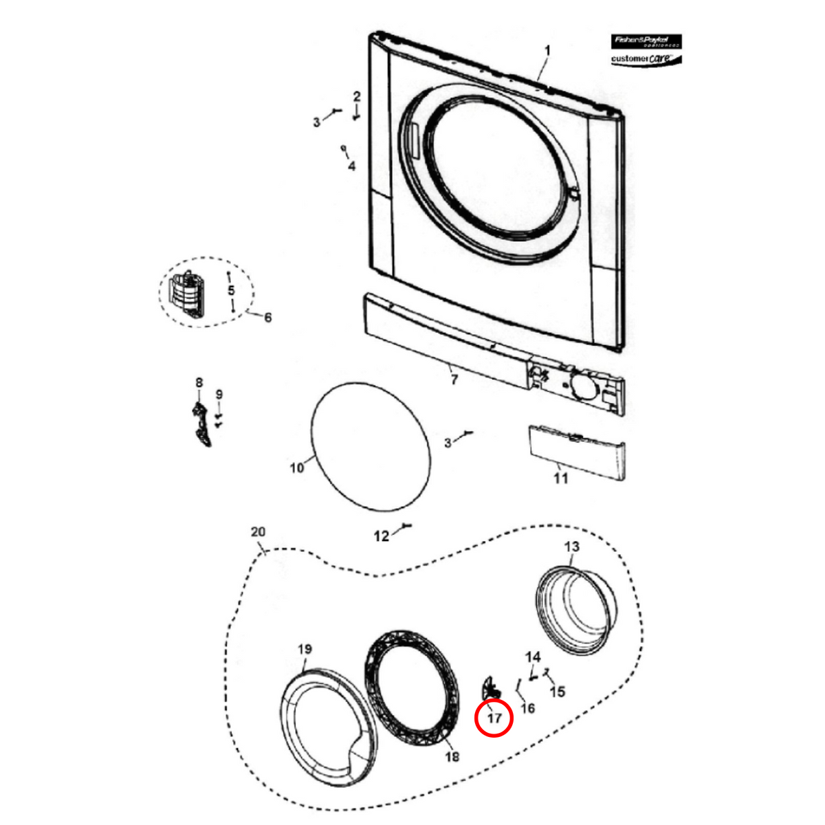790440 Fisher & Paykel Front Load Washing Machine Door Handle - image 2