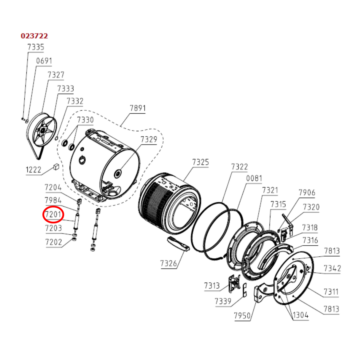 794425 Asko Washing Machine, Tumble Dryer Tub Shock Absorber 80N BE - image 2