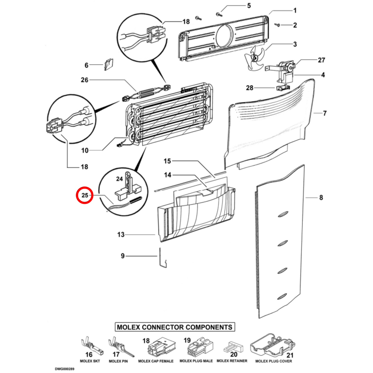 Parts diagram showing 813822P for Fisher & Paykel fridge models