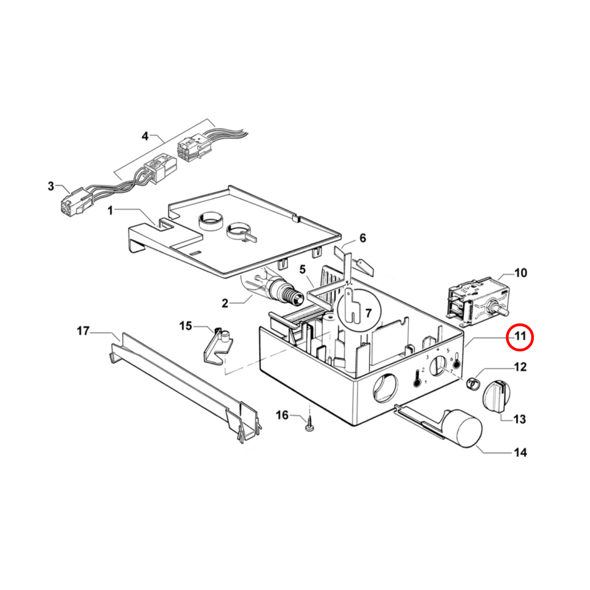 Parts diagram showing 814147 for Fisher & Paykel fridge models