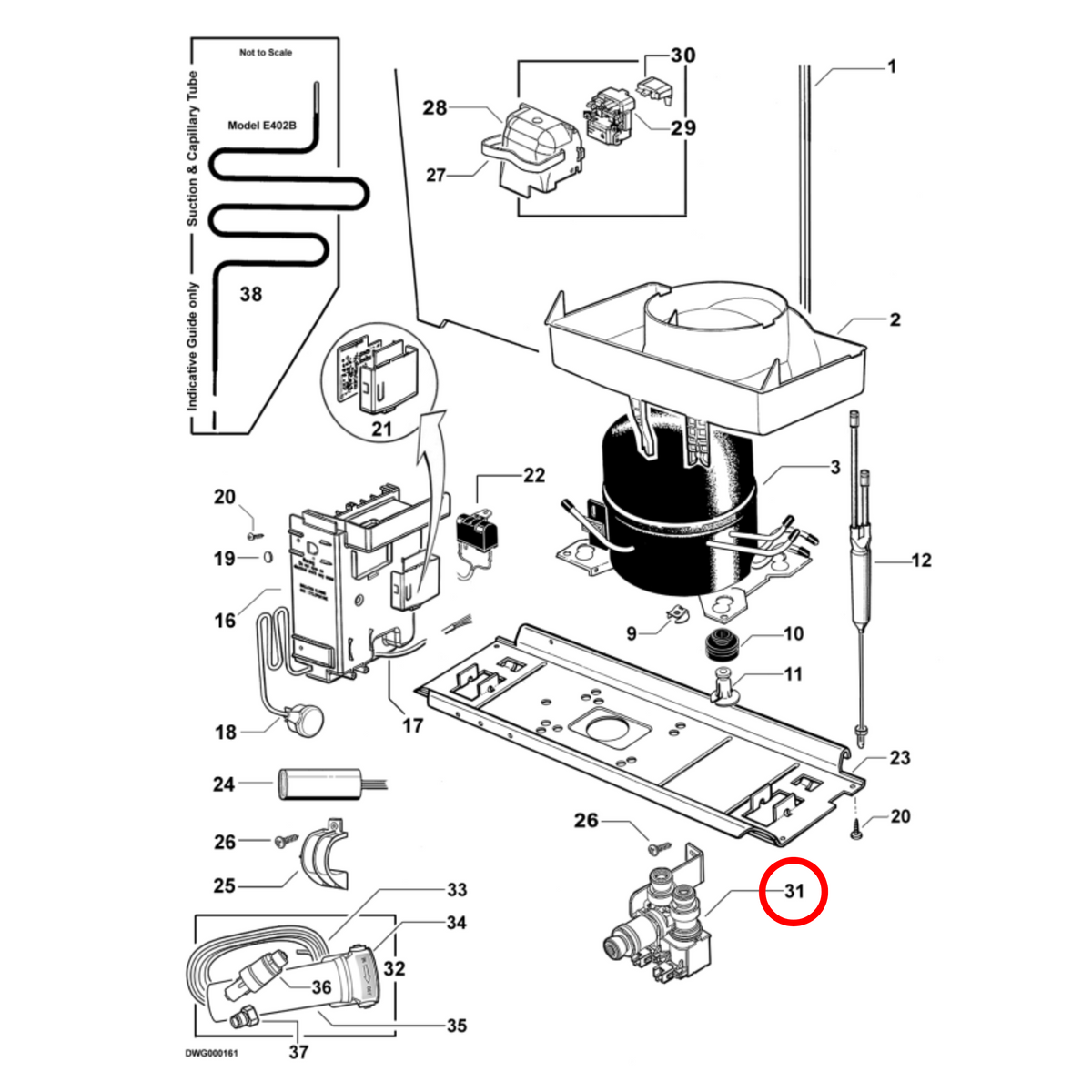 Parts diagram showing 814859 for Fisher & Paykel fridge models