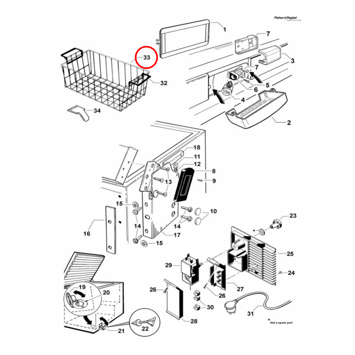 Parts diagram showing 815840 for Fisher & Paykel fridge models