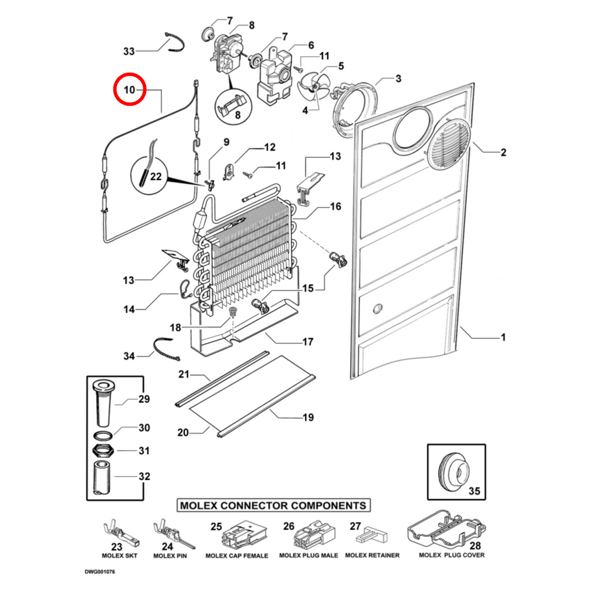 Parts diagram showing 820670P for Fisher & Paykel fridge models