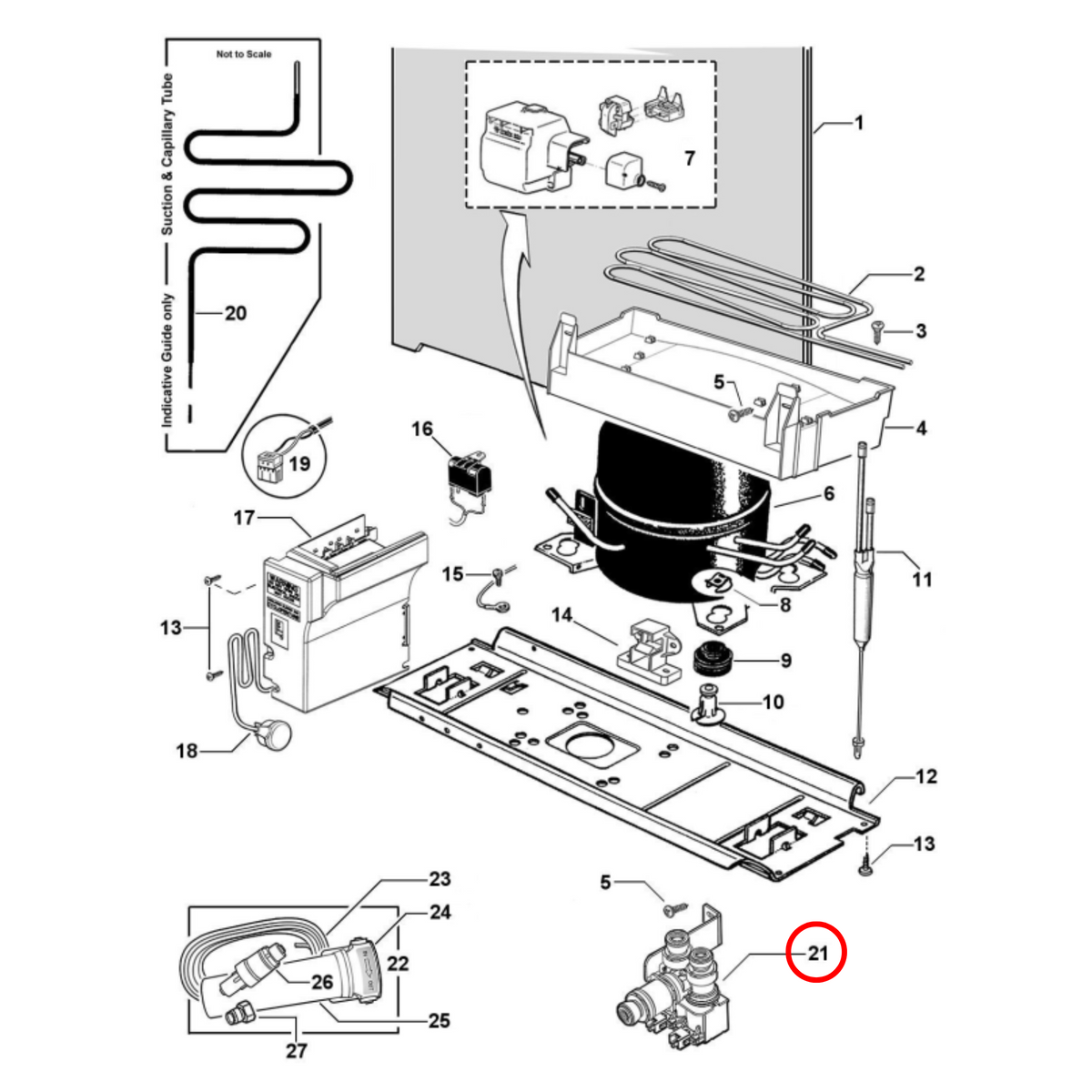 Parts diagram showing 820718 for Fisher & Paykel fridge models