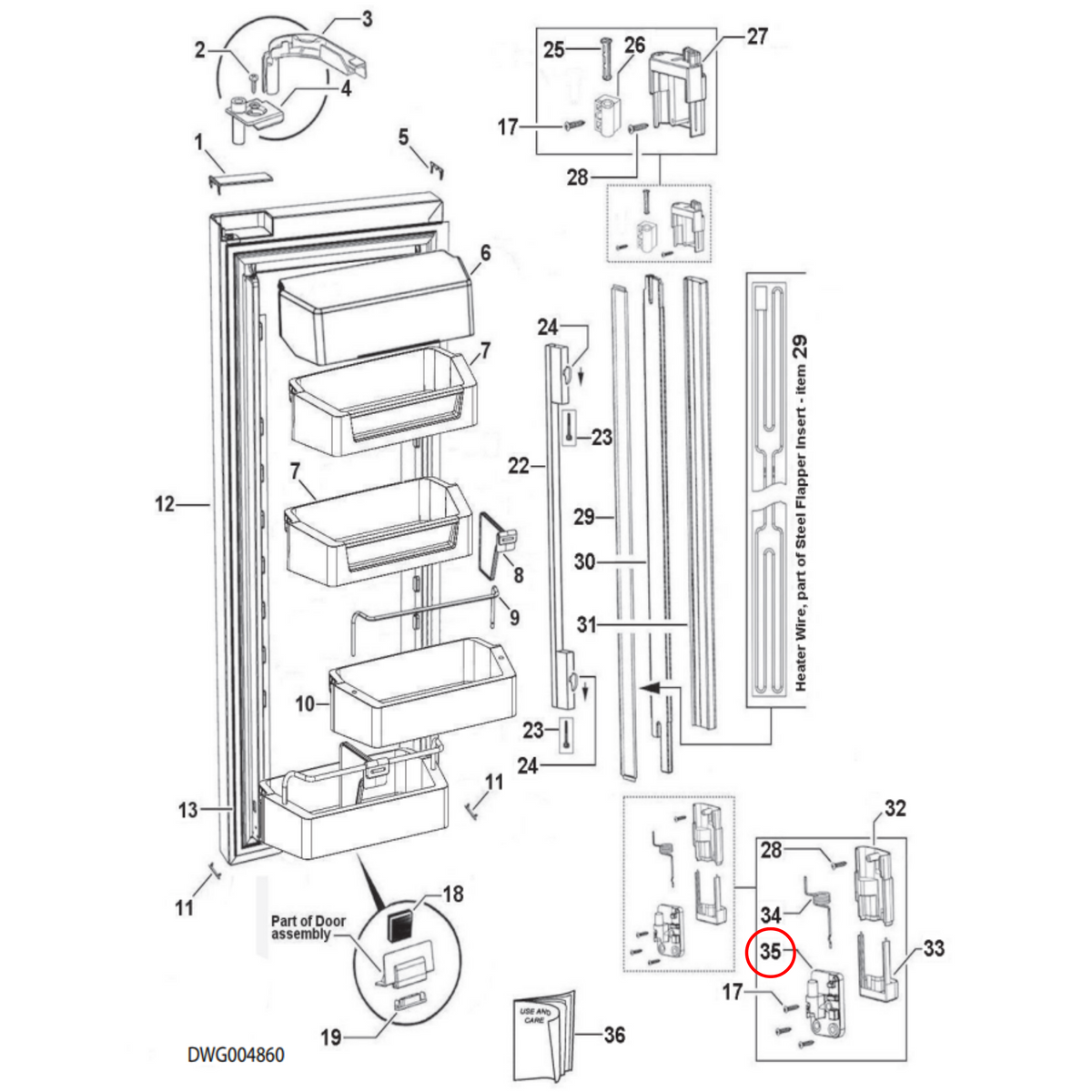 Parts diagram showing 847788P for Fisher & Paykel fridge models