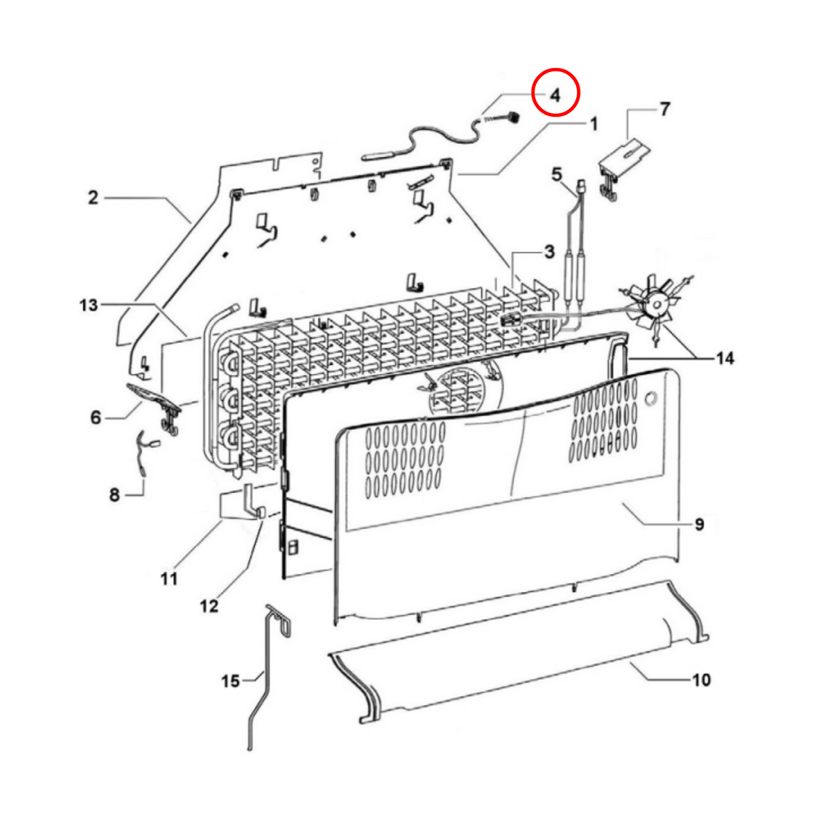 Parts diagram showing 855203P for Fisher & Paykel fridge models