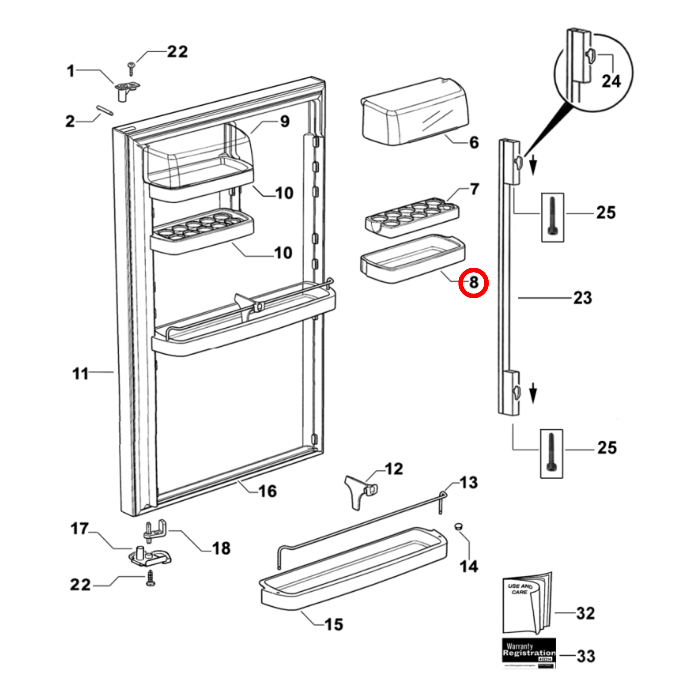 874974 Fisher & Paykel Fridge Small Shelf Right Hand