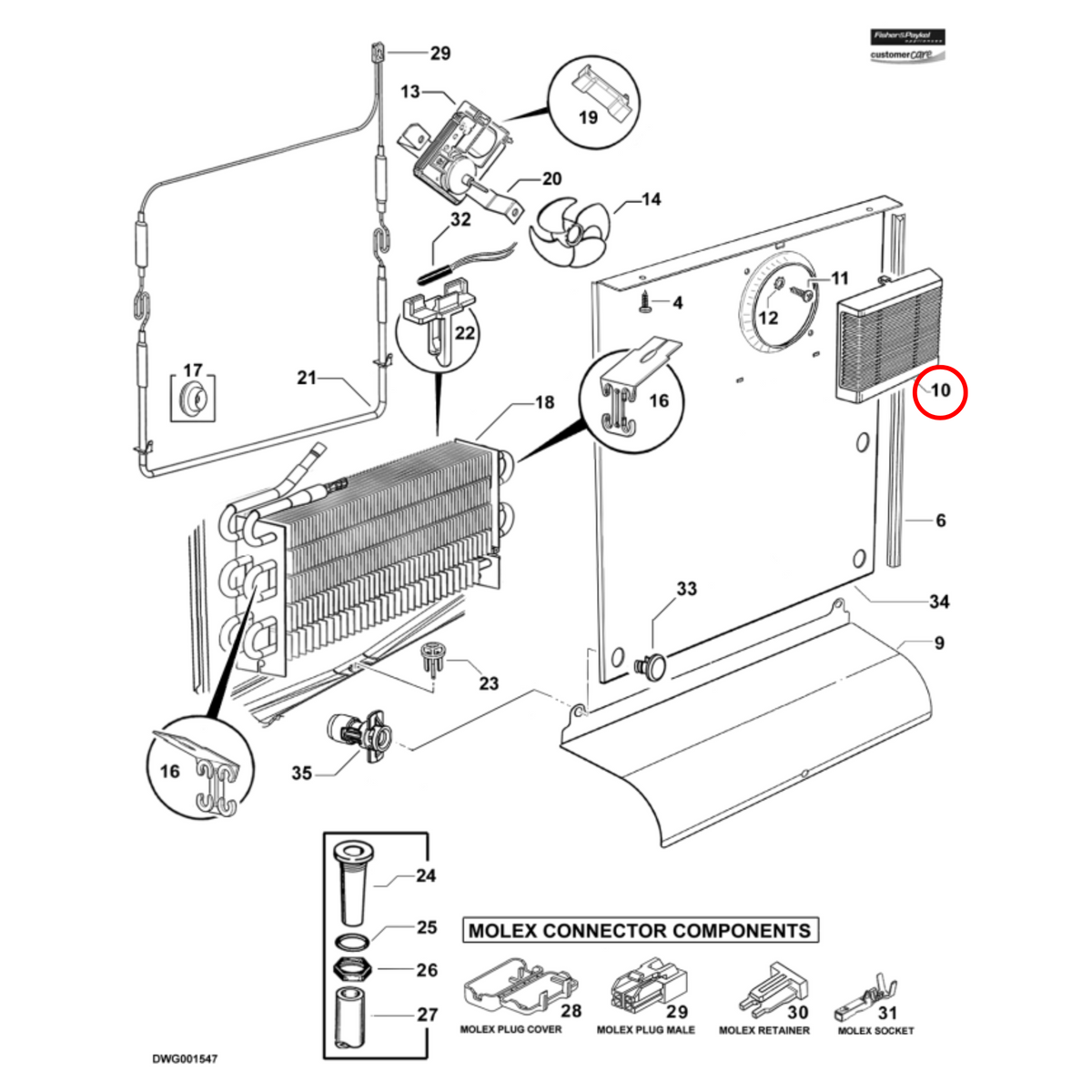 Genuine Fisher & Paykel Fridge Fan Grille Cover 878464 - view 3